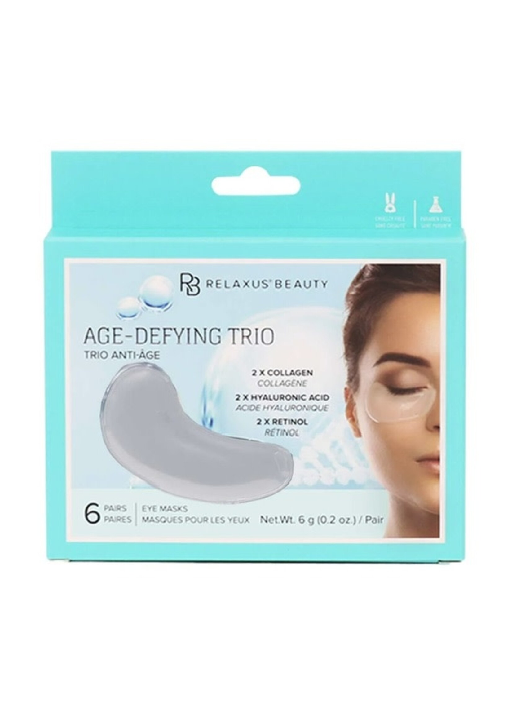 Relaxus Beauty Age-Defying Trio Hydrogel Eye Masks (6-Pack)