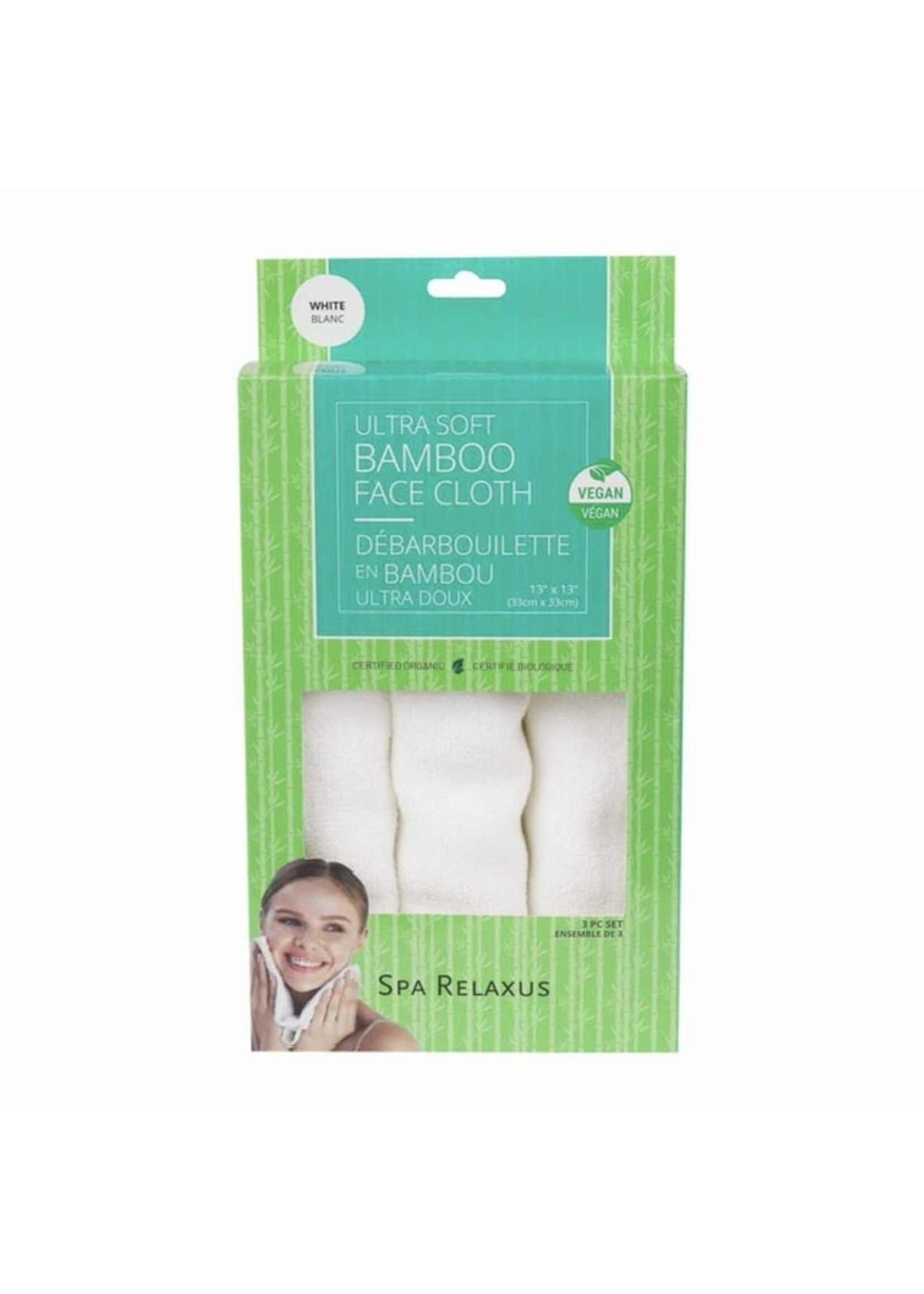 Spa Relaxus Bamboo Terry Face Towels (Pack Of 3) - White