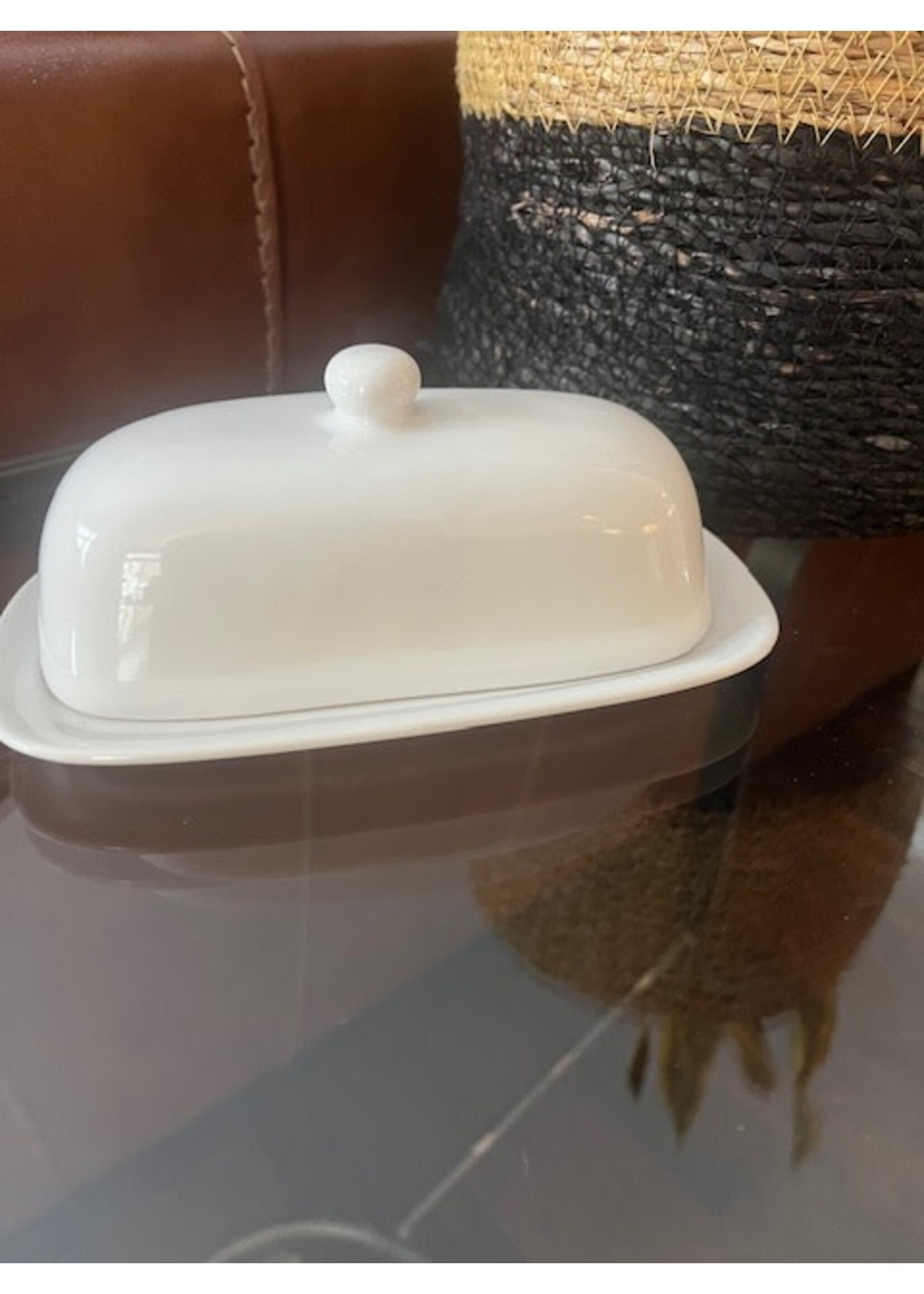 Vintage Corning Ware Tableware French White Butter Dish with Lid