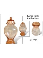 Large Pink Depression Glass Apothecary Jar w Lid