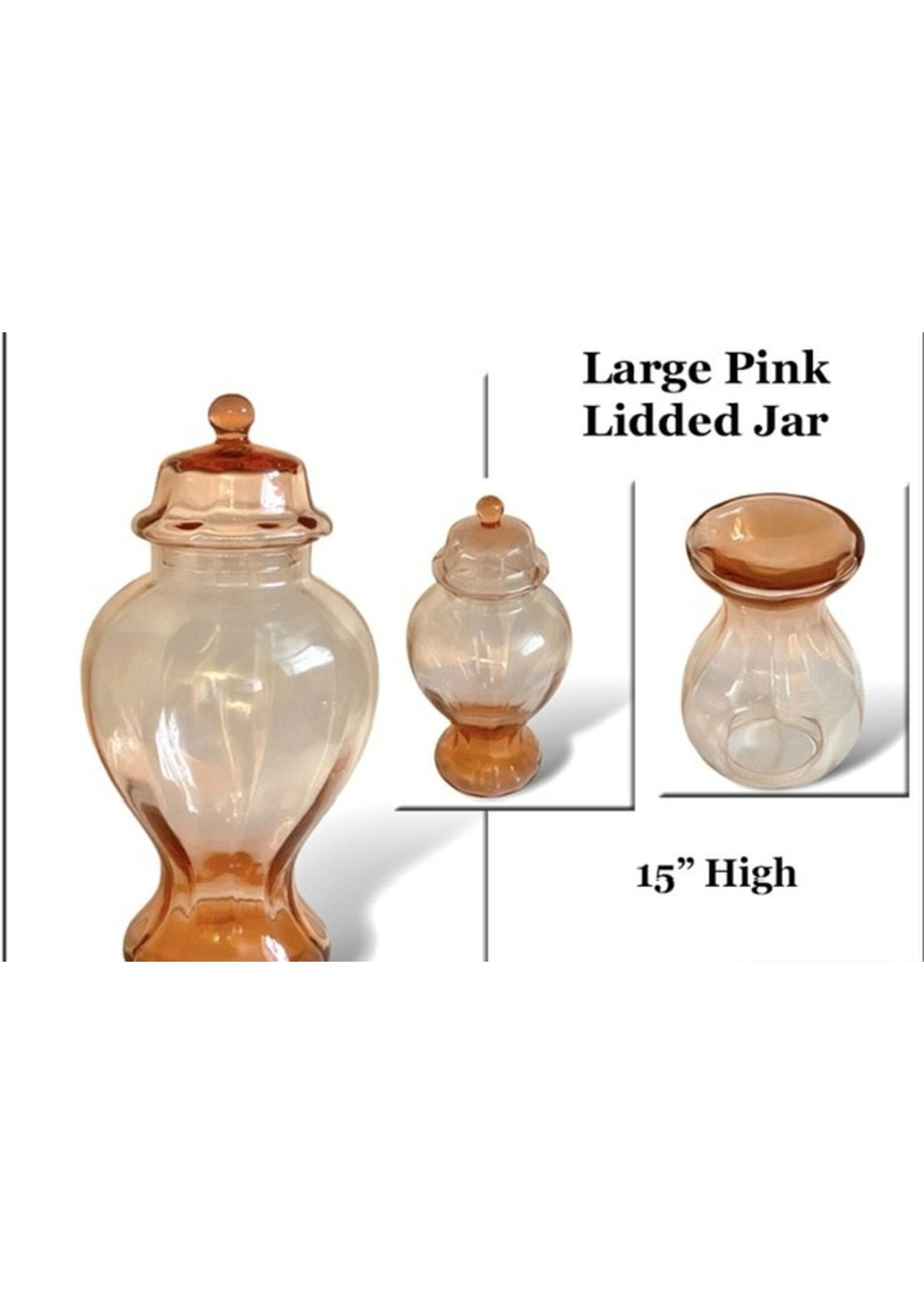 Large Pink Depression Glass Apothecary Jar w Lid