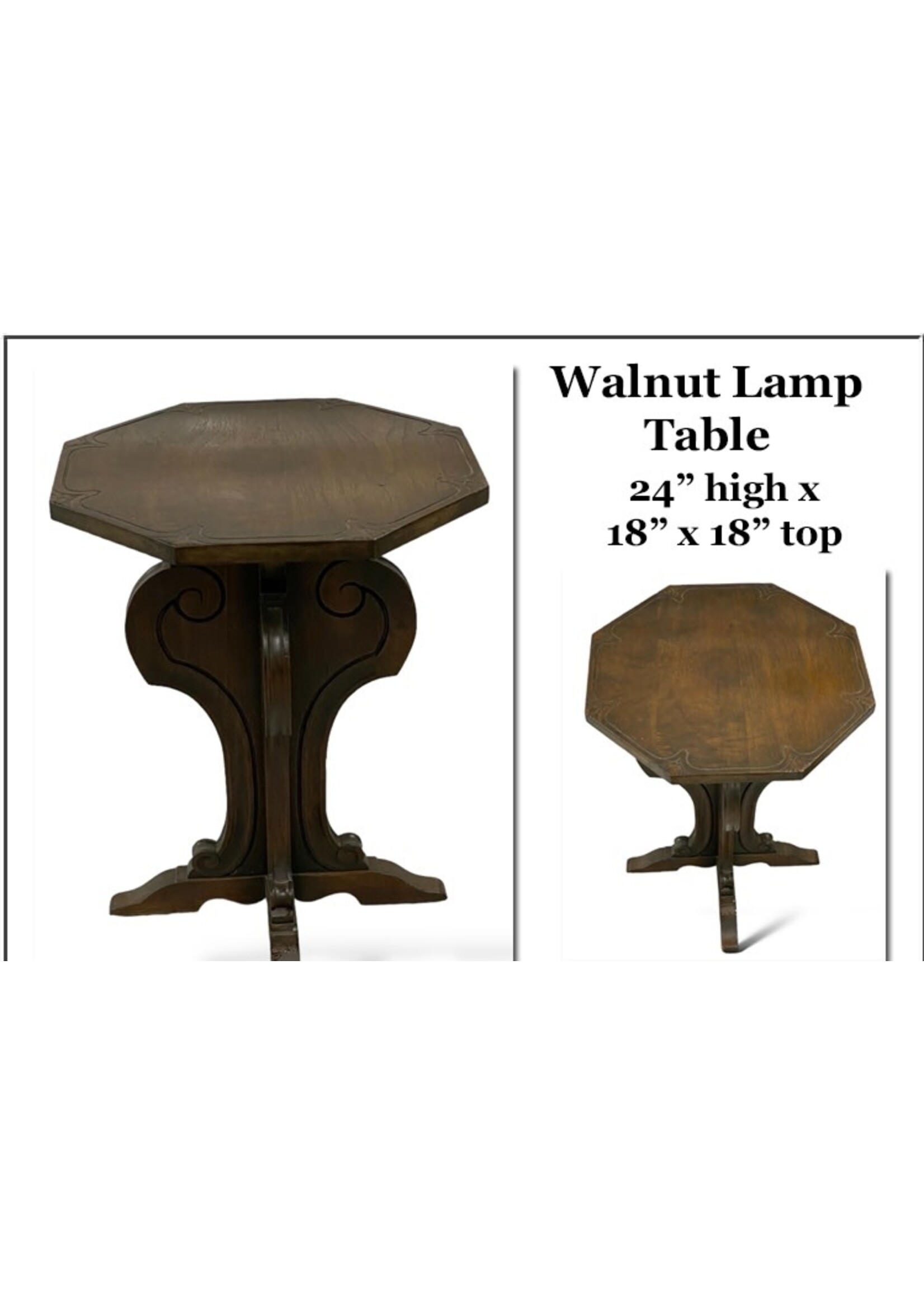 Walnut Lamp Table - 24” x 18” x 18”