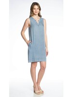 Sleeveless Dress with Notched “V” Neckline