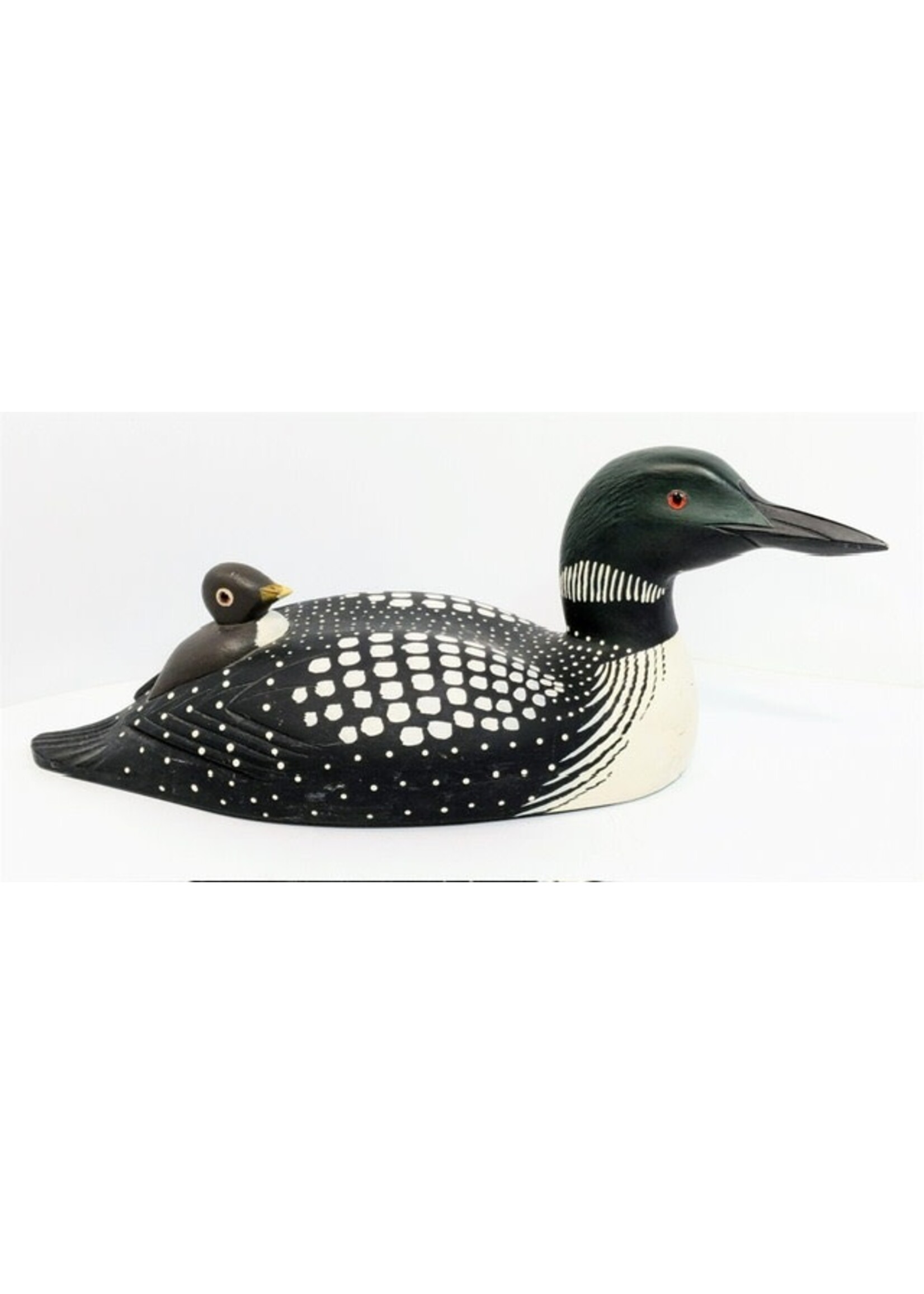 Vintage Loon Carving By T.Walker W. Glass Eyes