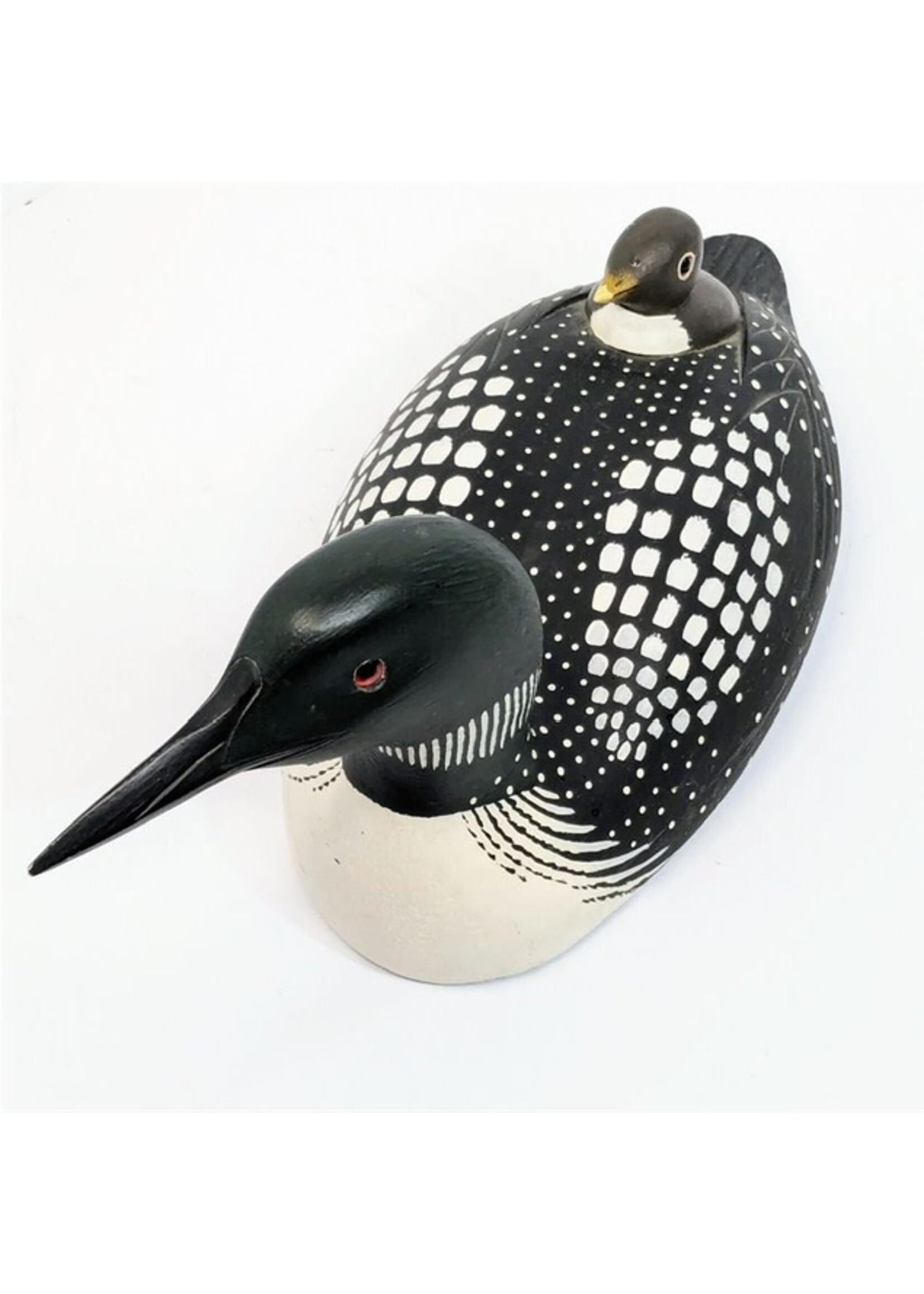 Vintage Loon Carving By T.Walker W. Glass Eyes