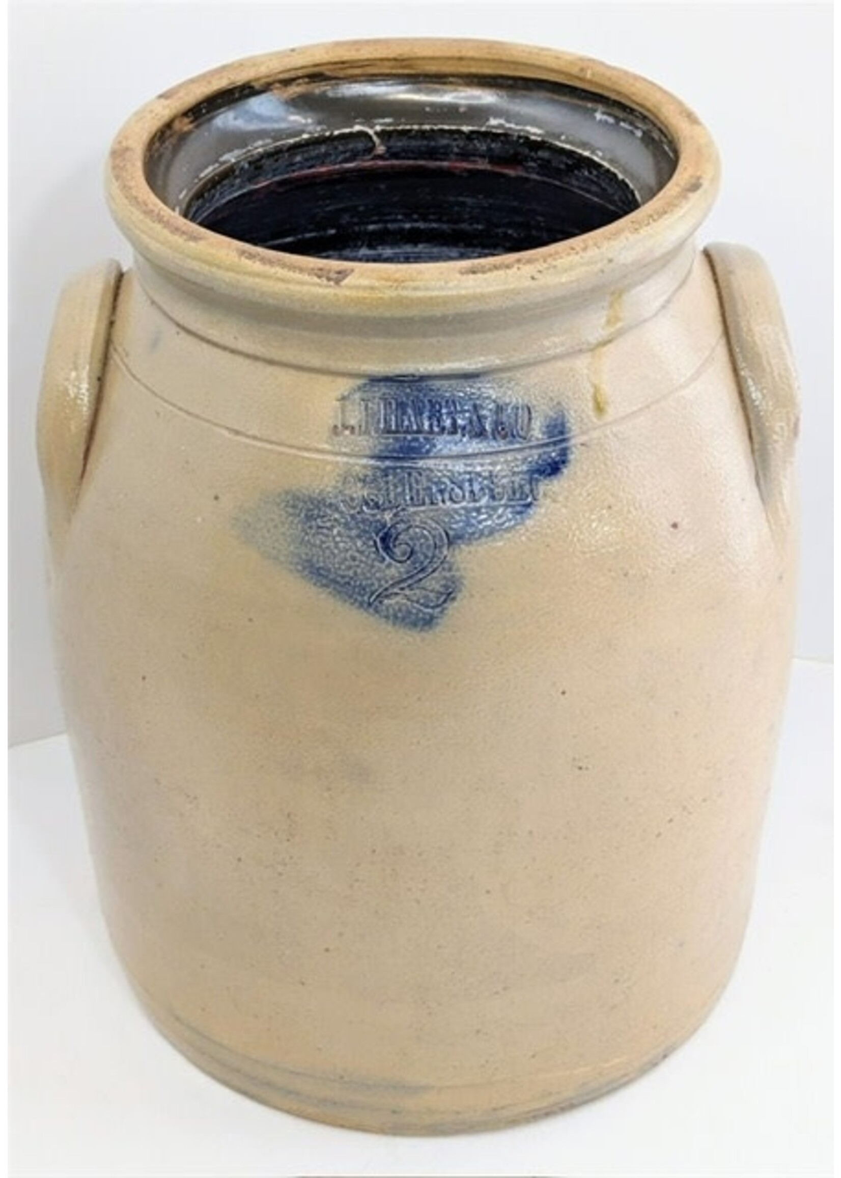 Vintage J.J. Hart. & Co. Ogdensburg 2 Gallon Crock