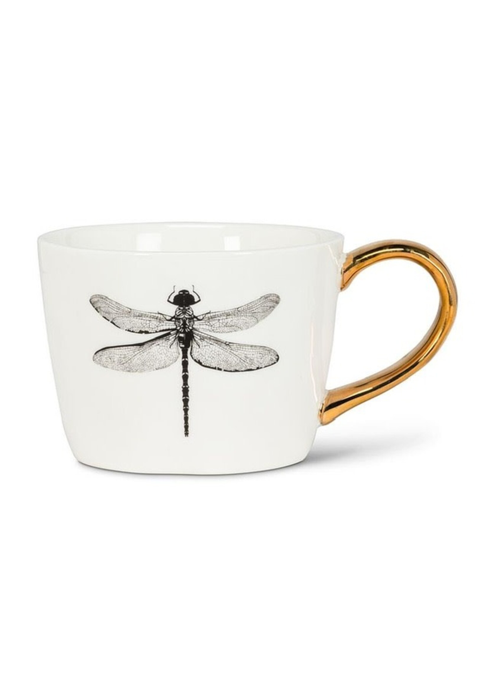 Dragonfly Low Mug with Gold Handle