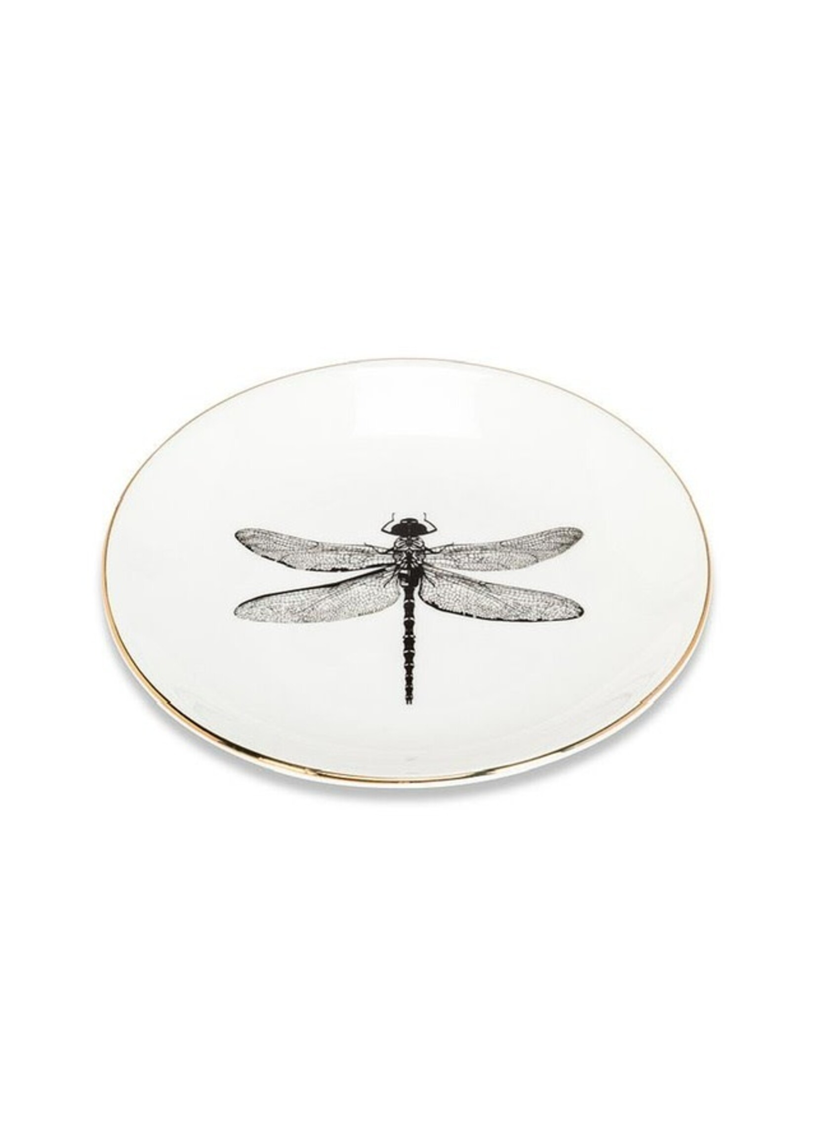 Dragonfly Small Dish with Gold Rim