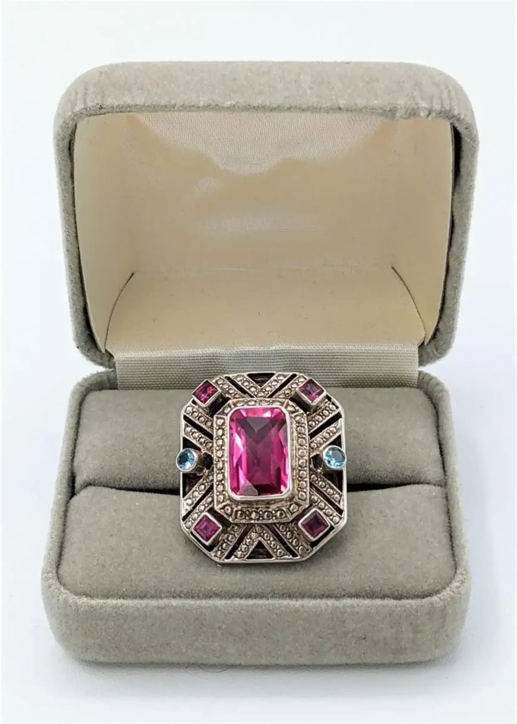 Show Stopper Victorian Sterling Huge Gem Ring