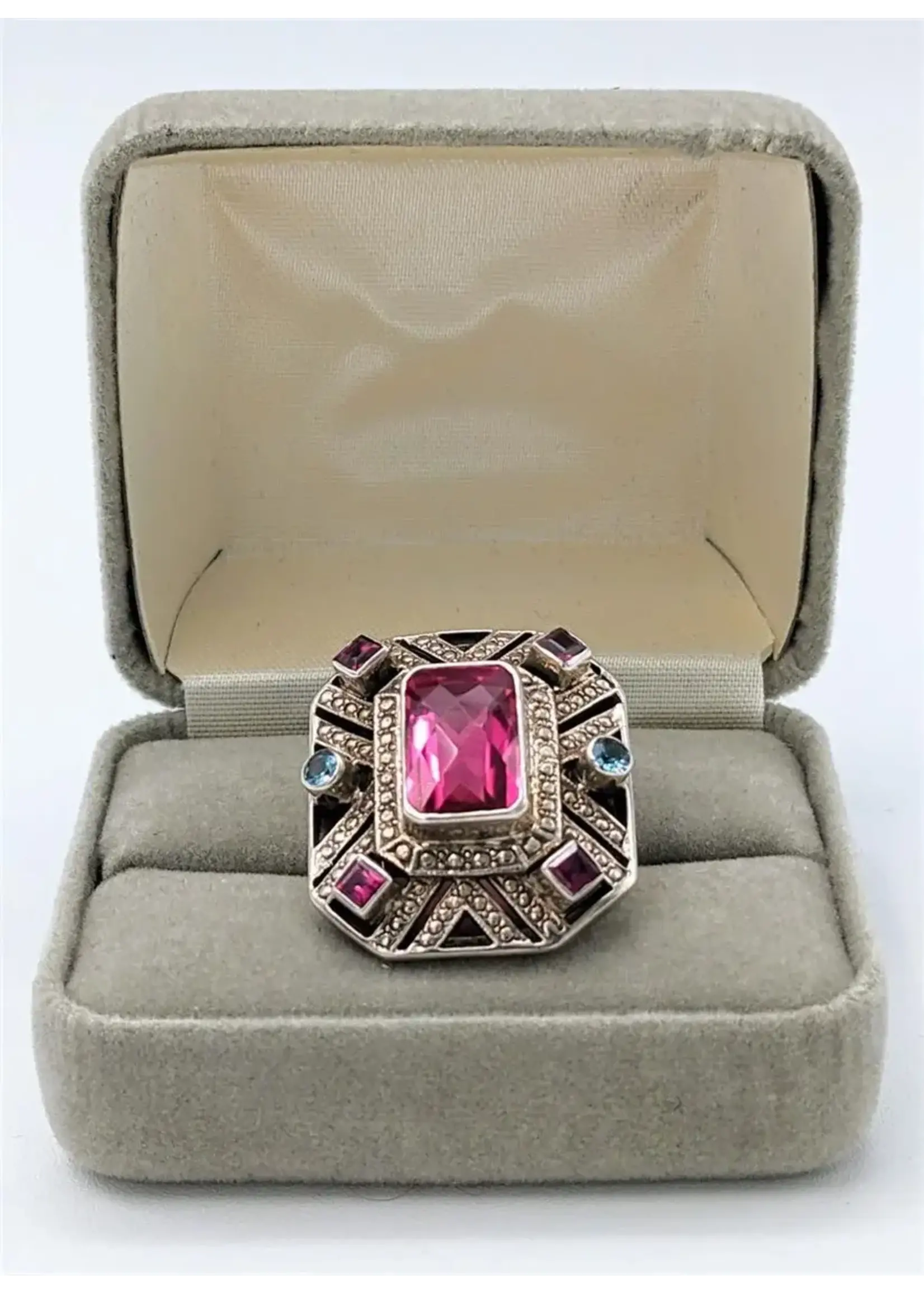 Show Stopper Victorian Sterling Huge Gem Ring