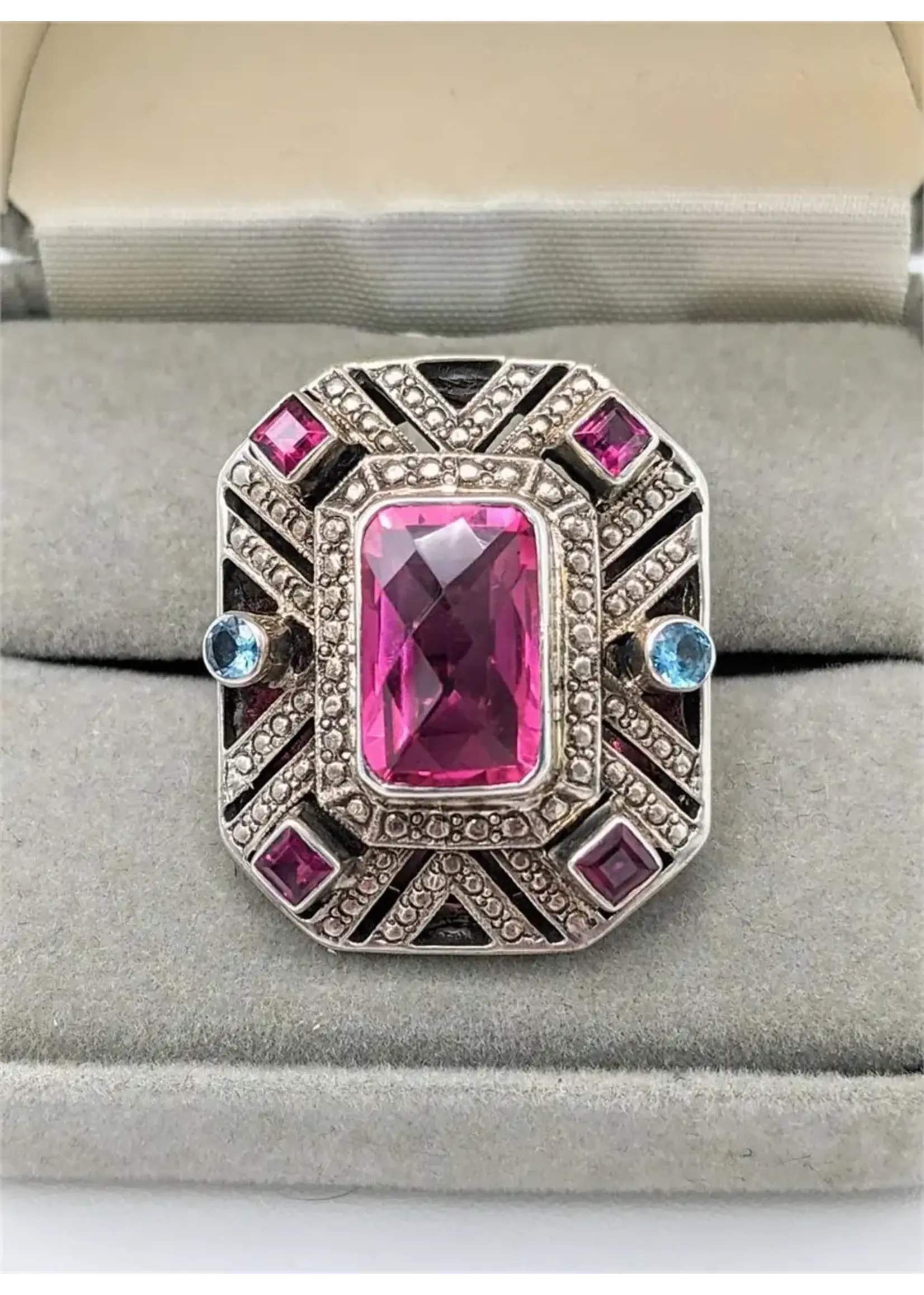 Show Stopper Victorian Sterling Huge Gem Ring