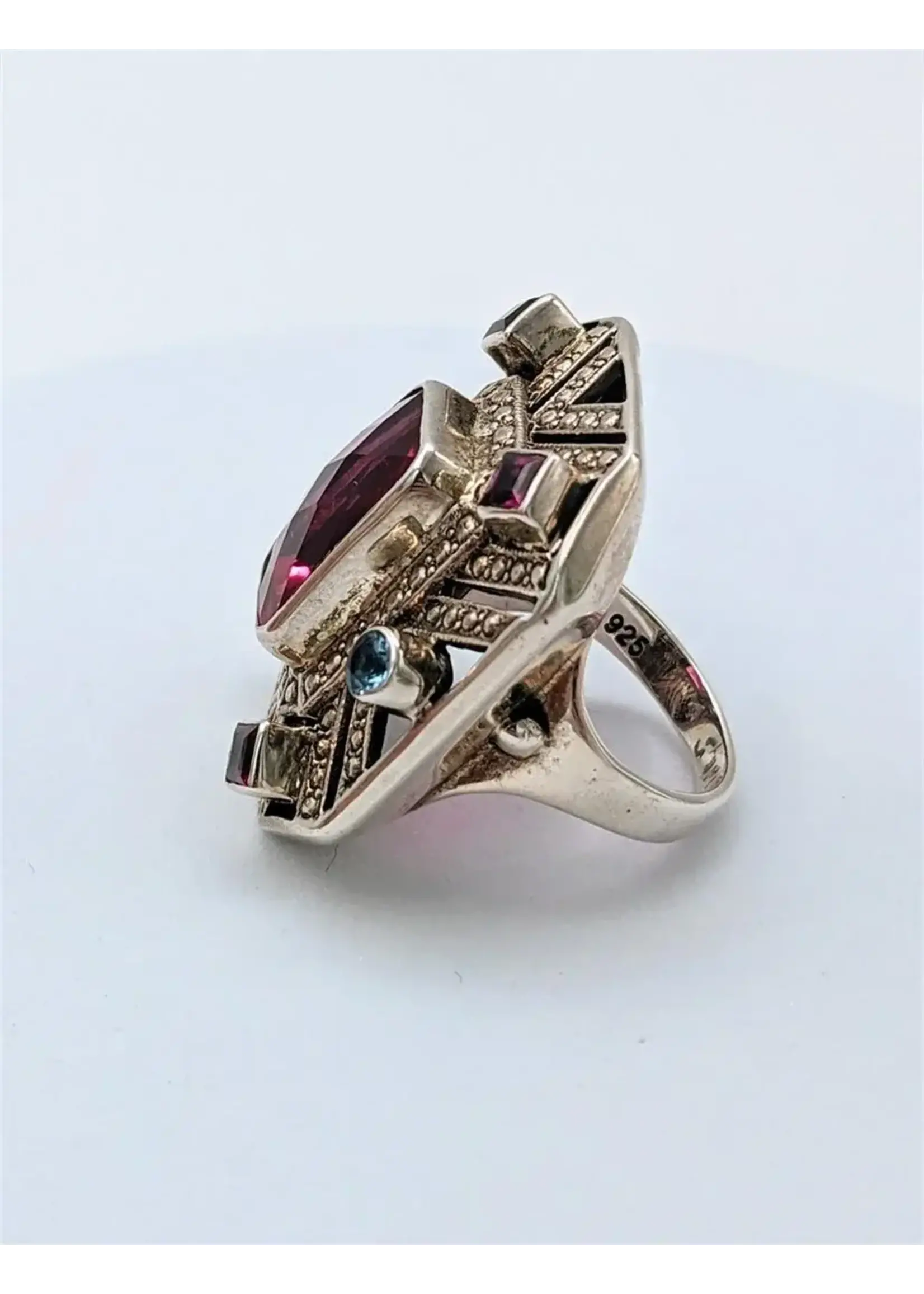 Show Stopper Victorian Sterling Huge Gem Ring