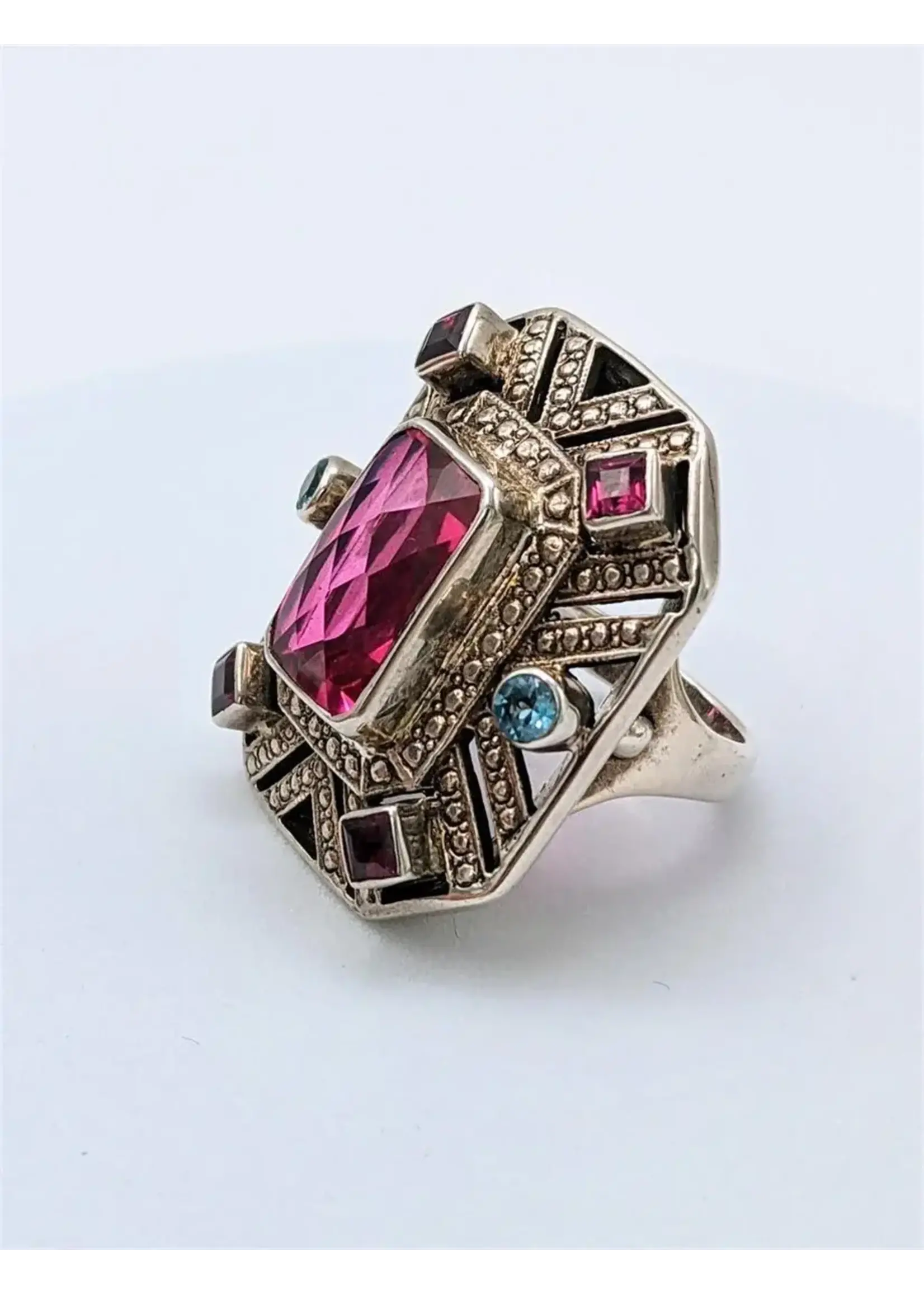Show Stopper Victorian Sterling Huge Gem Ring