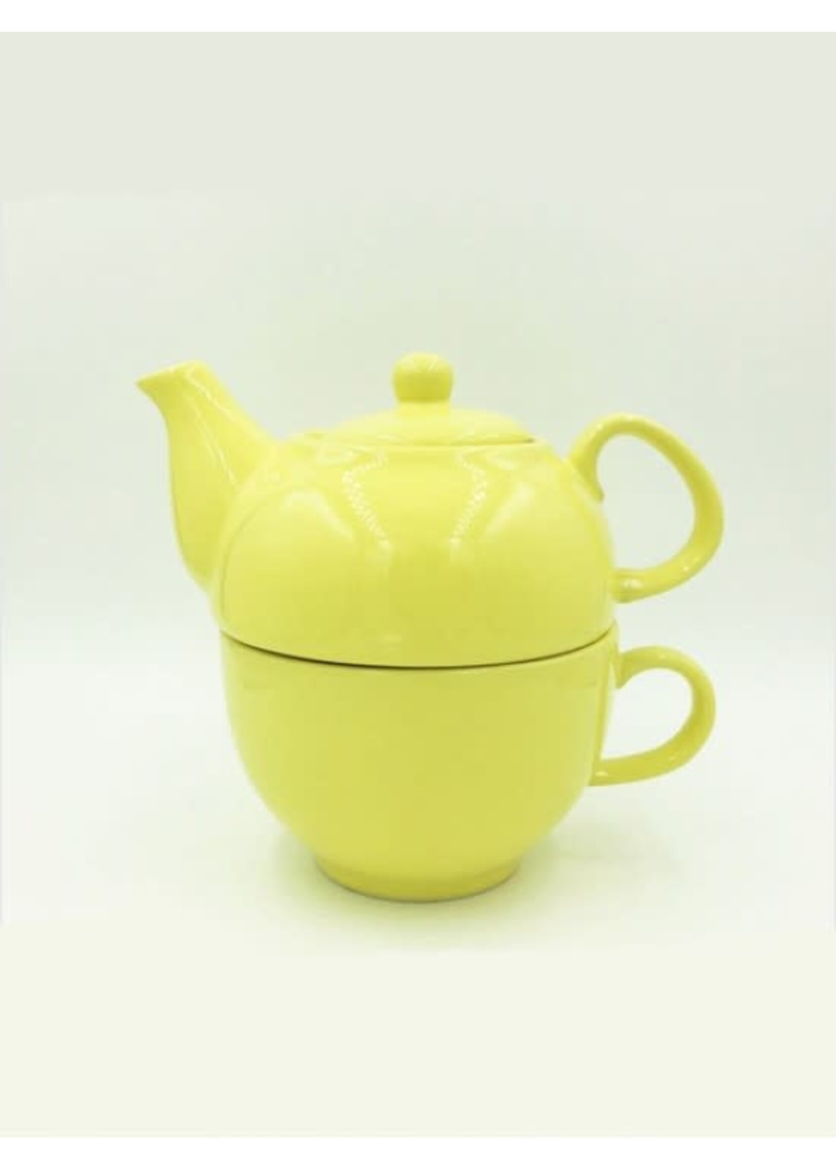 SET OF Porcelain Teapot & Tea Cup in Orange Teapot 450ml & Cup 300ml