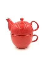 SET OF Porcelain Teapot & Tea Cup in Orange Teapot 450ml & Cup 300ml