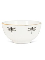 Dragonfly Small Bowl with Gold Rim