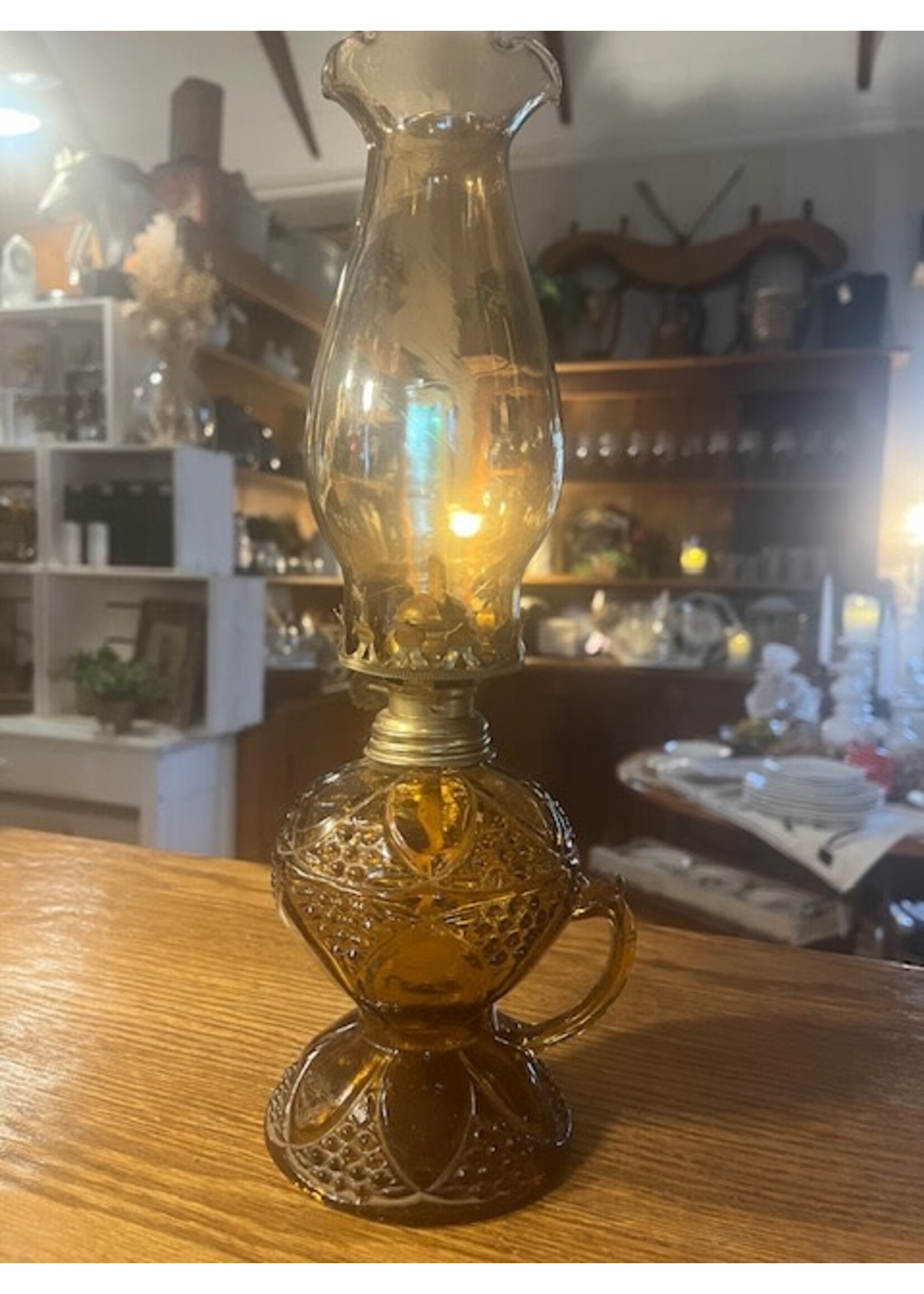 Amber glass finger lamp 12”