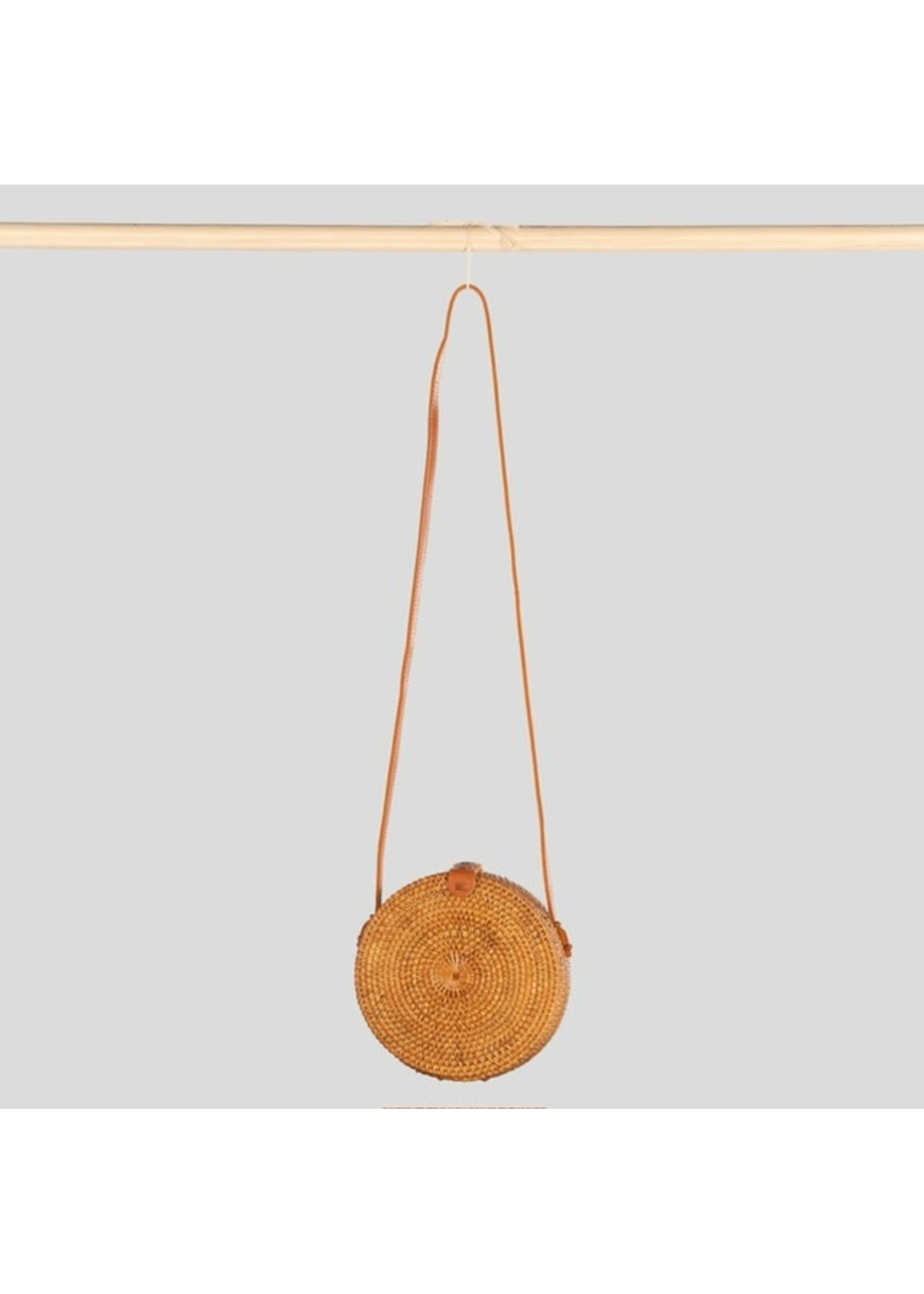 Handmade Bali Bag - 8" Circle - Caramel