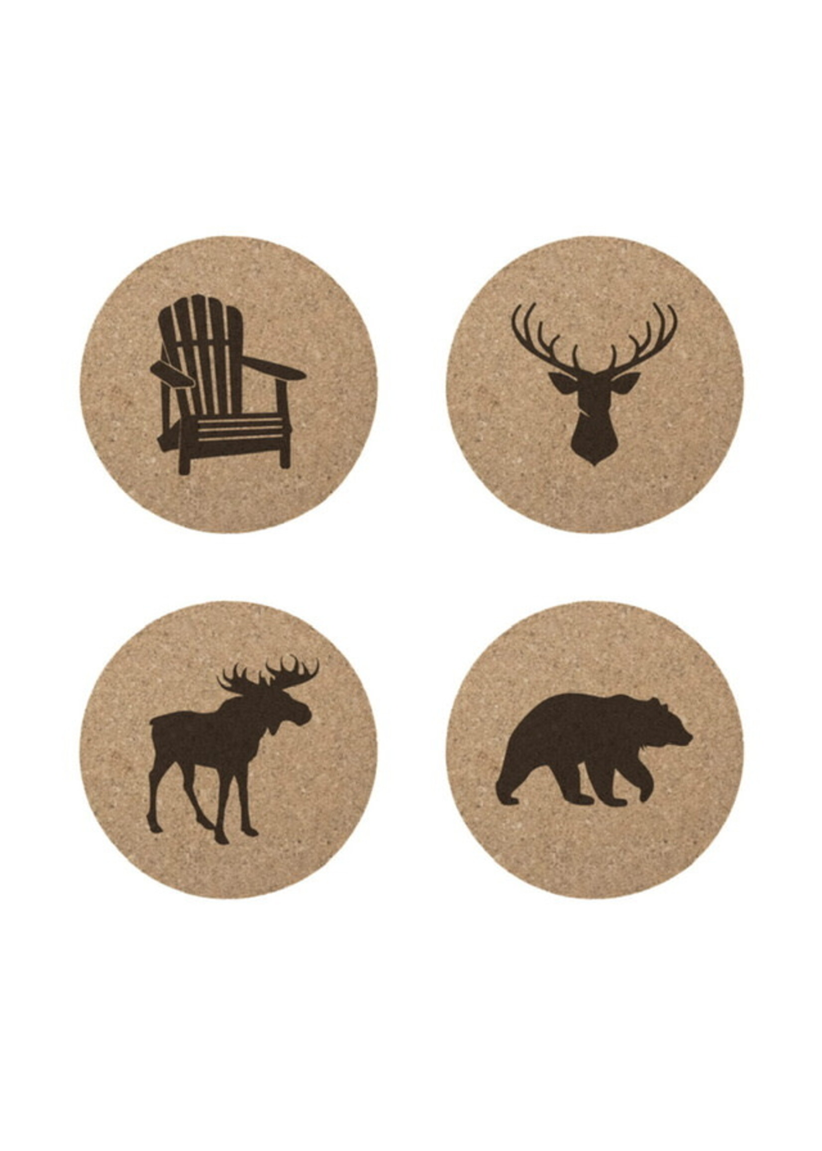 Cork Round Coaster with Holder 5 Piece Set