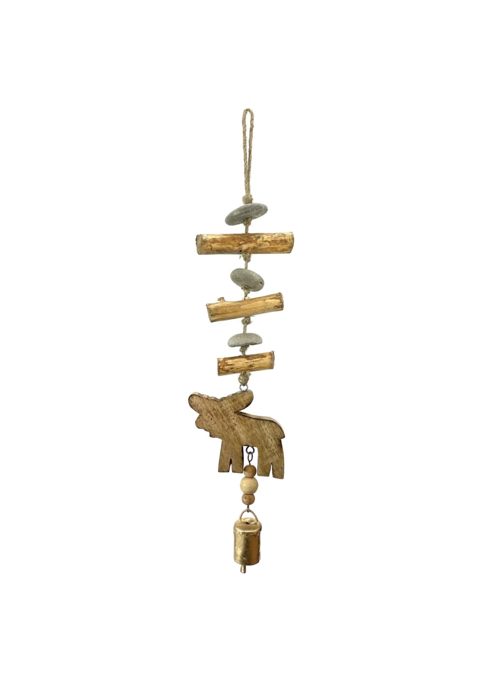 Driftwood Bell Chime - Moose Natural 18"