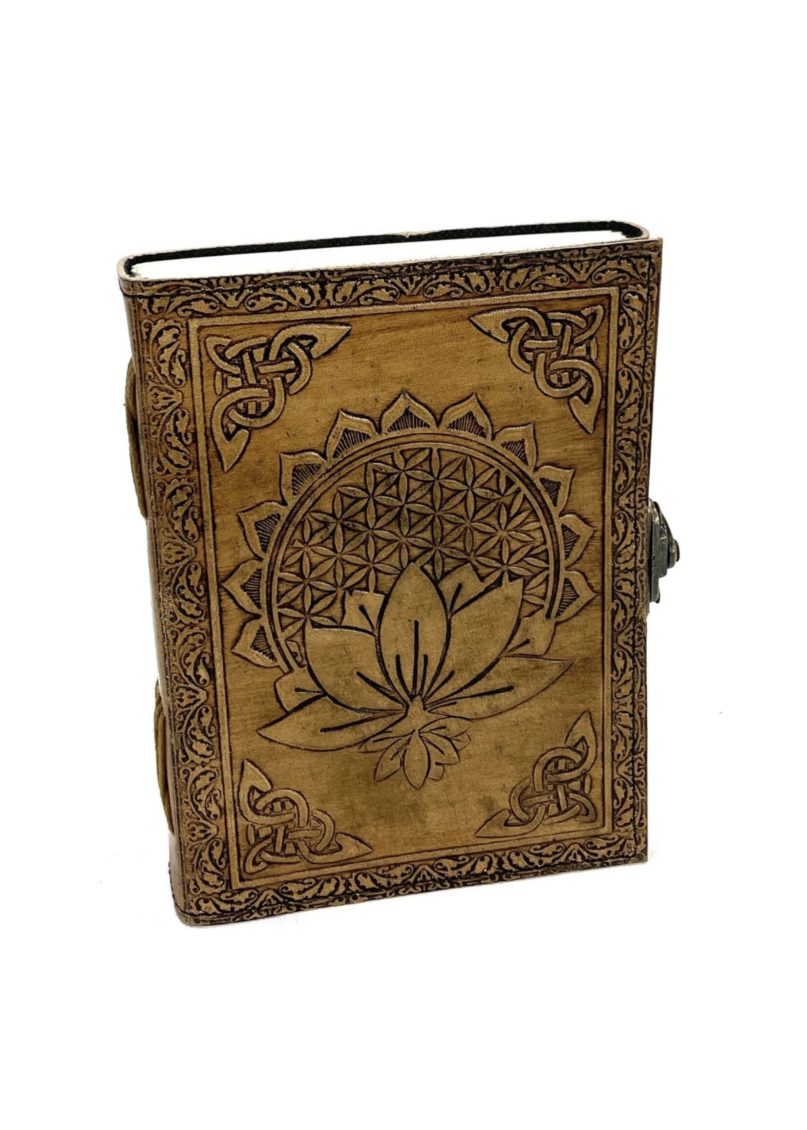 Leather Journal Notebook - Lotus Flower of Life