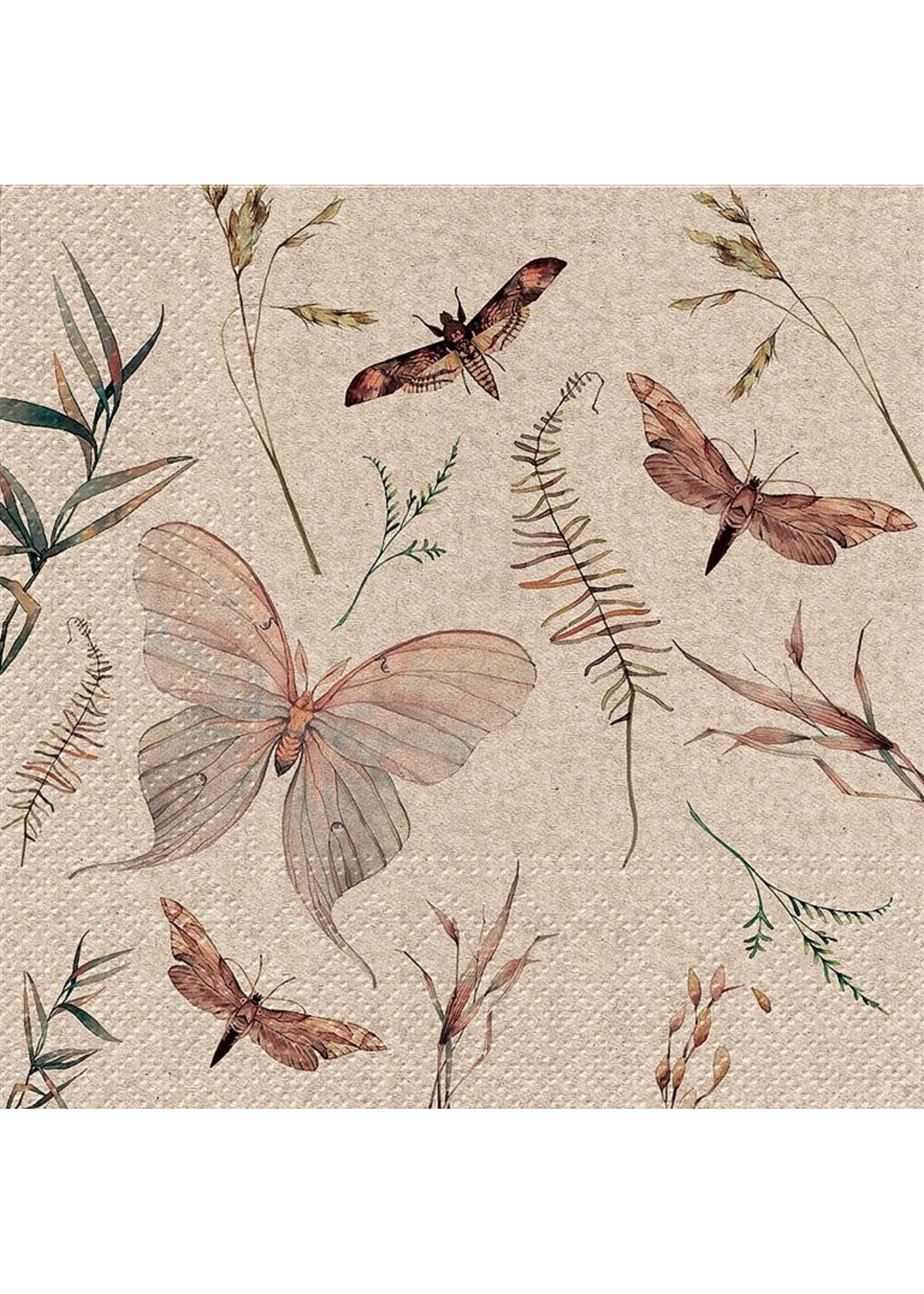 Luncheon We Care Moths Napkins. Pack of 20.