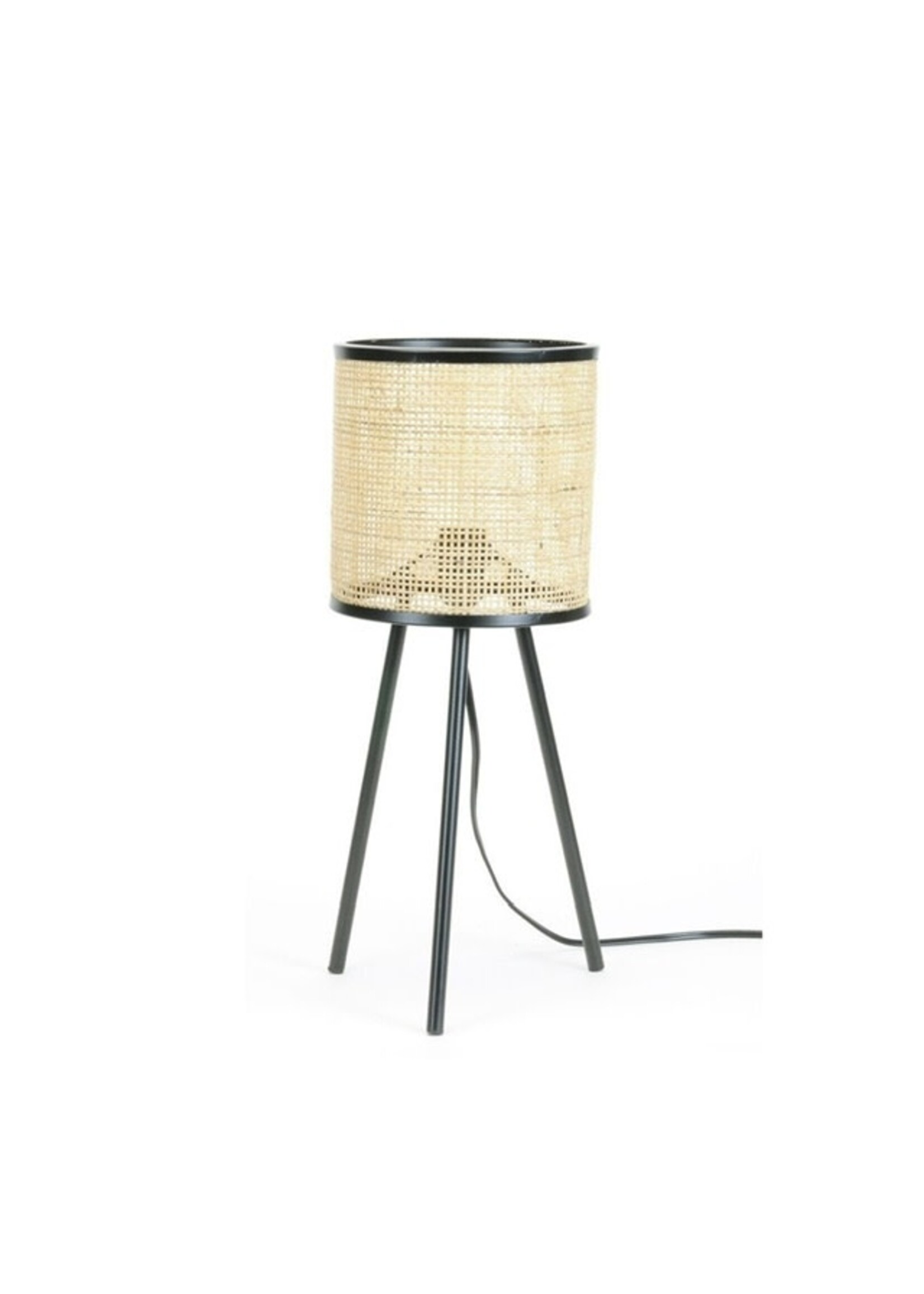 RATTAN AND METAL TABLE LAMP