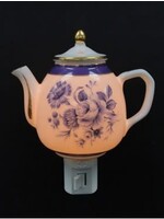 Blue Floral Teapot Night Light with Gift Box