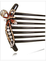 Hair Comb with Rhinestones-Red