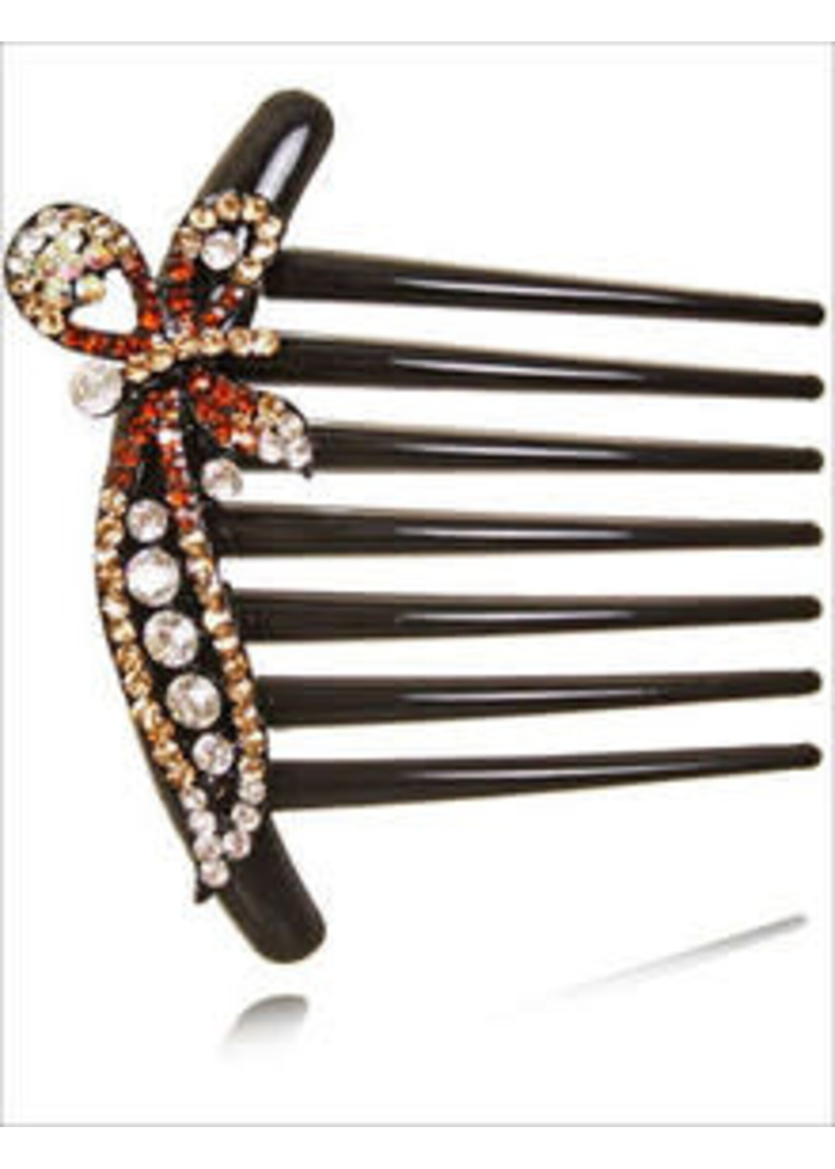 Hair Comb with Rhinestones-Red