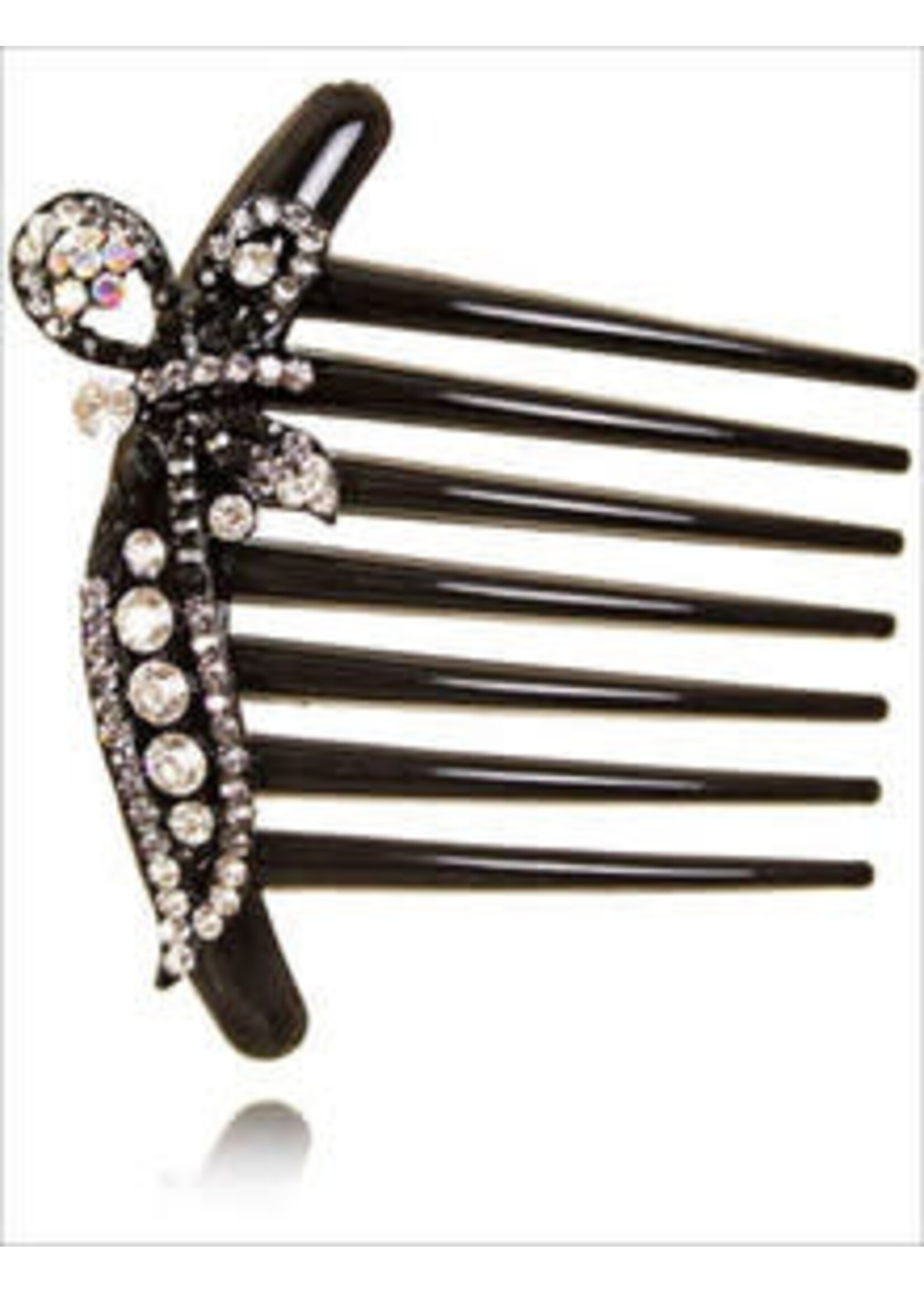 Hair Comb with Rhinestones-black