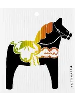 Swede Things Swedish Dishcloth - Dala Horse Black