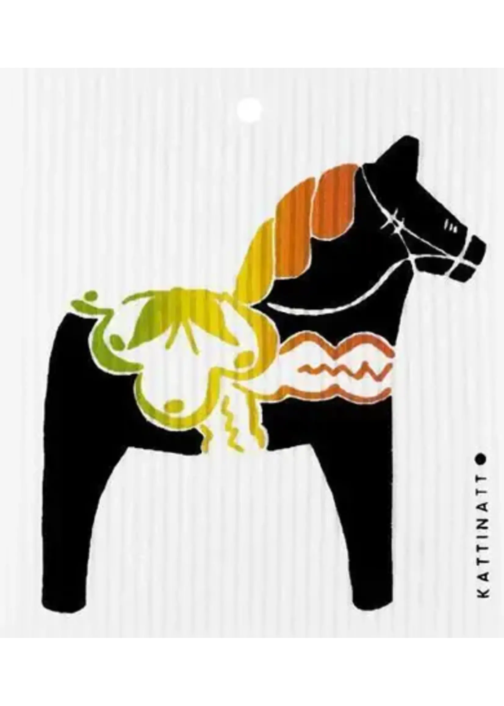 Swede Things Swedish Dishcloth - Dala Horse Black