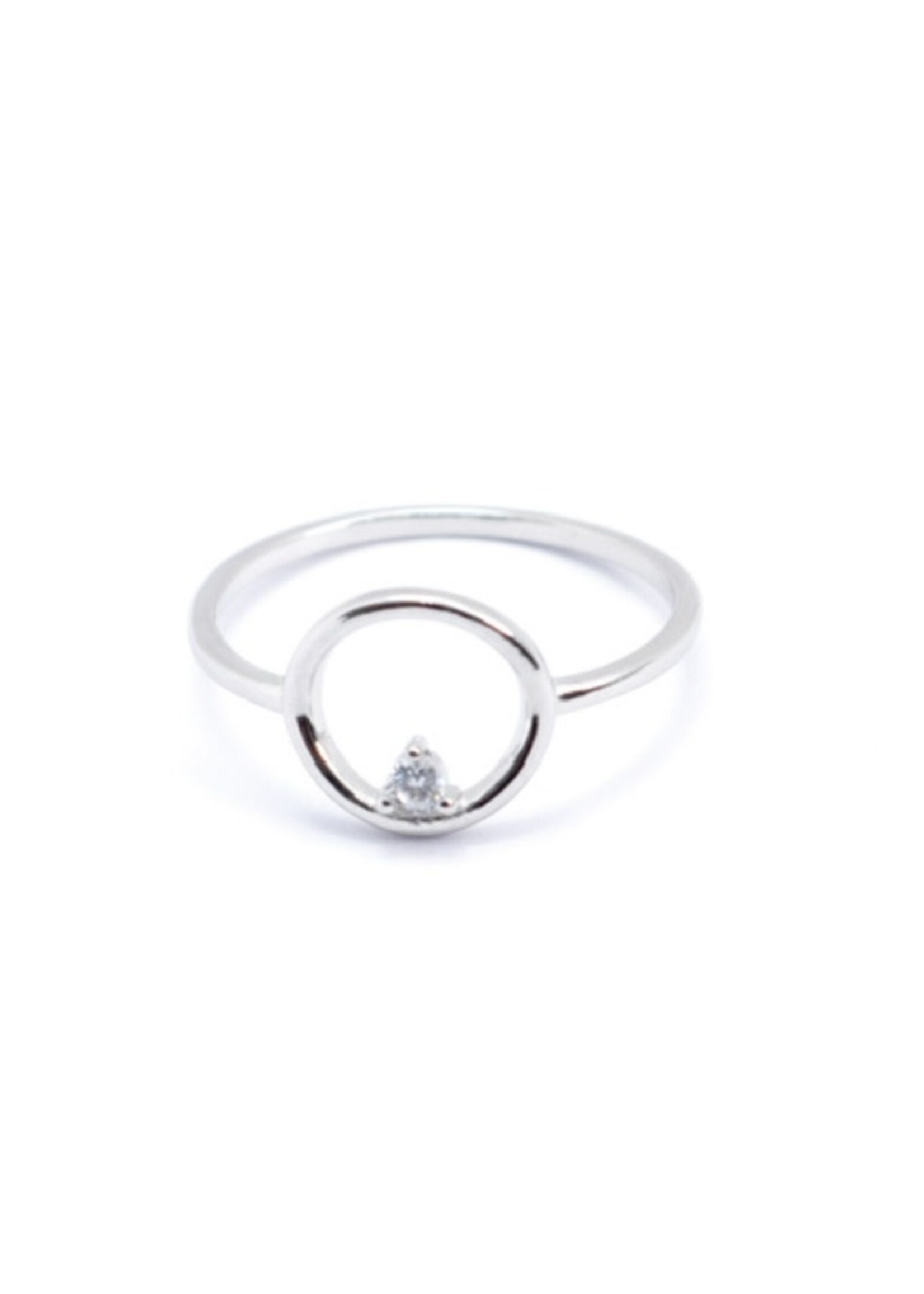 STERLING SILVER CZ RING RHODIUM PLATED.