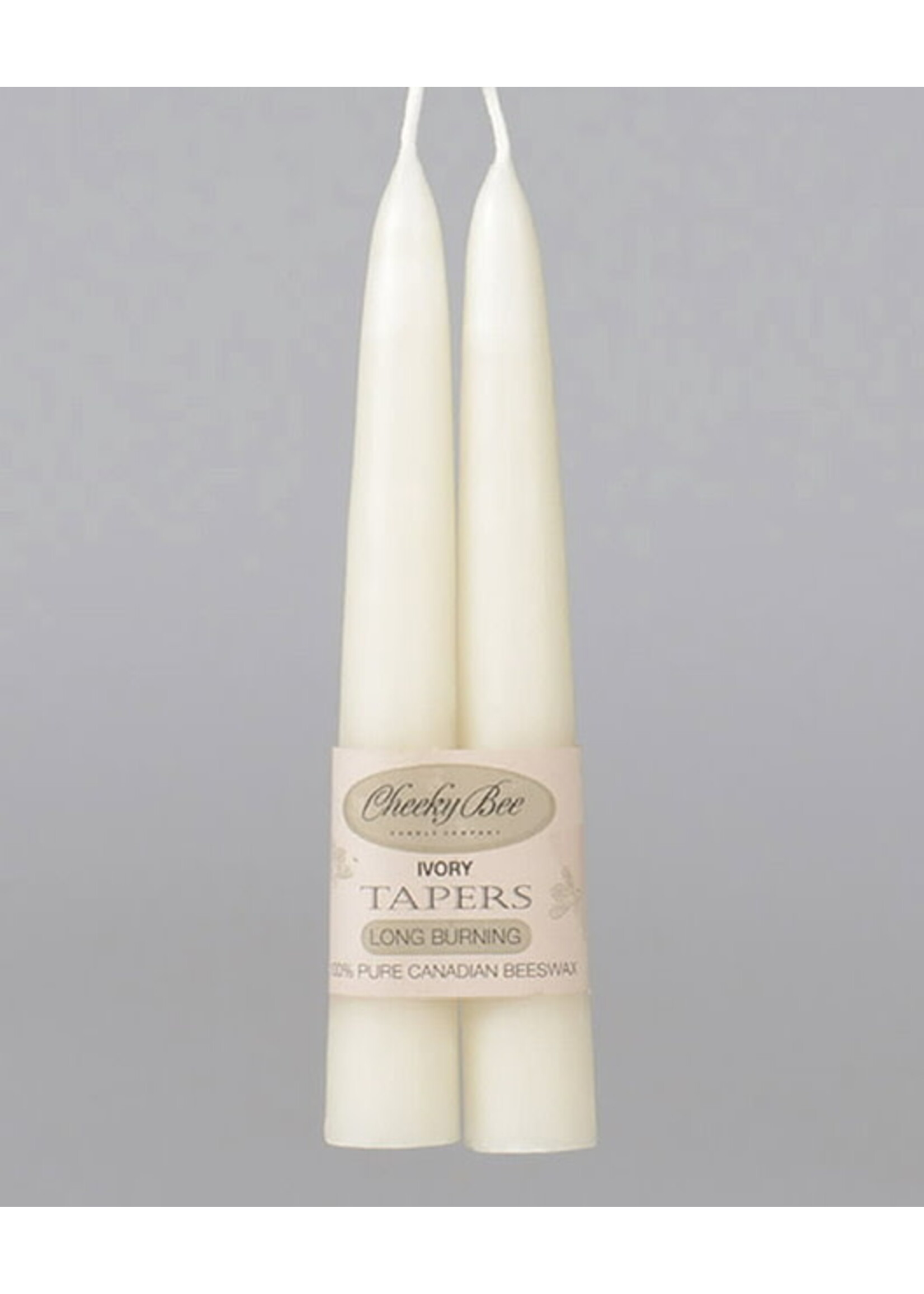 Cheeky Bee 6” Beeswax Taper. - Ivory