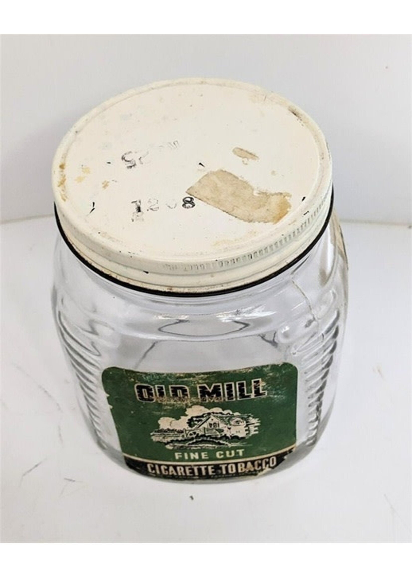 Old Mill Cigarette Tabacco Glass Jar