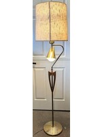 1950s MCM Atomic Brass & Teak Floor Lamp