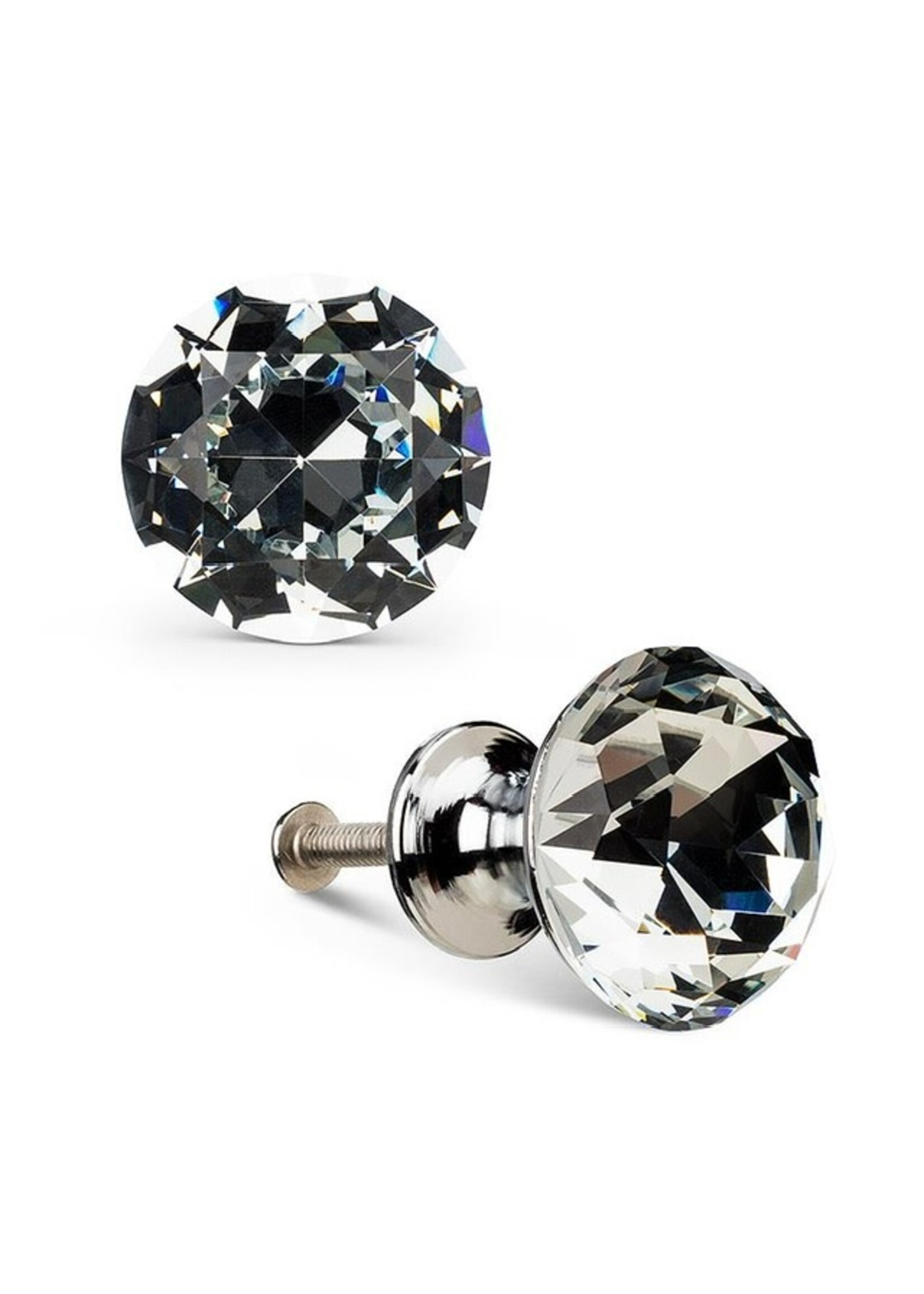 Sm Flat Cut Crystal Knob-1"D