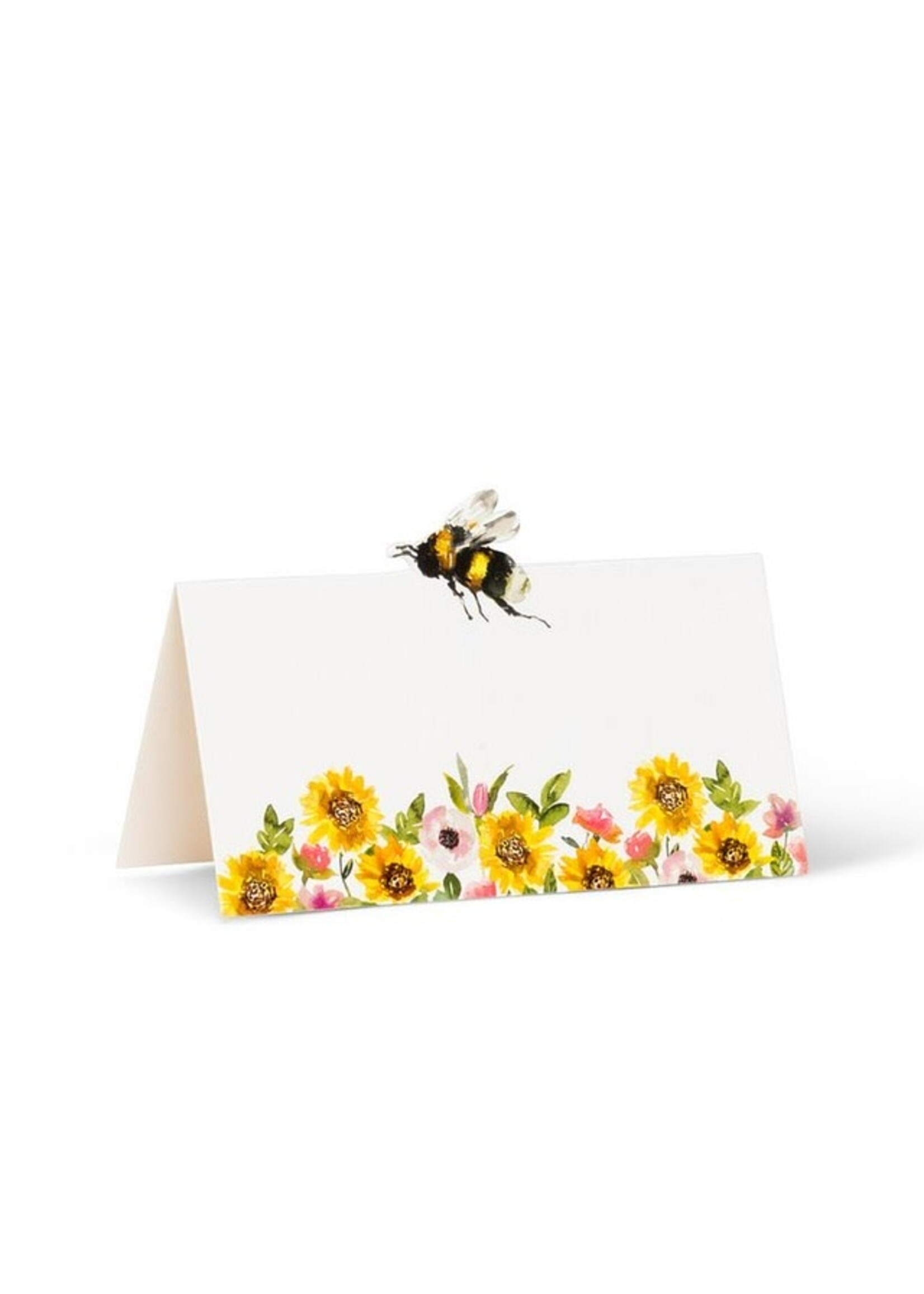 Sunflower & Bee Folded Placecard. 12 Pieces