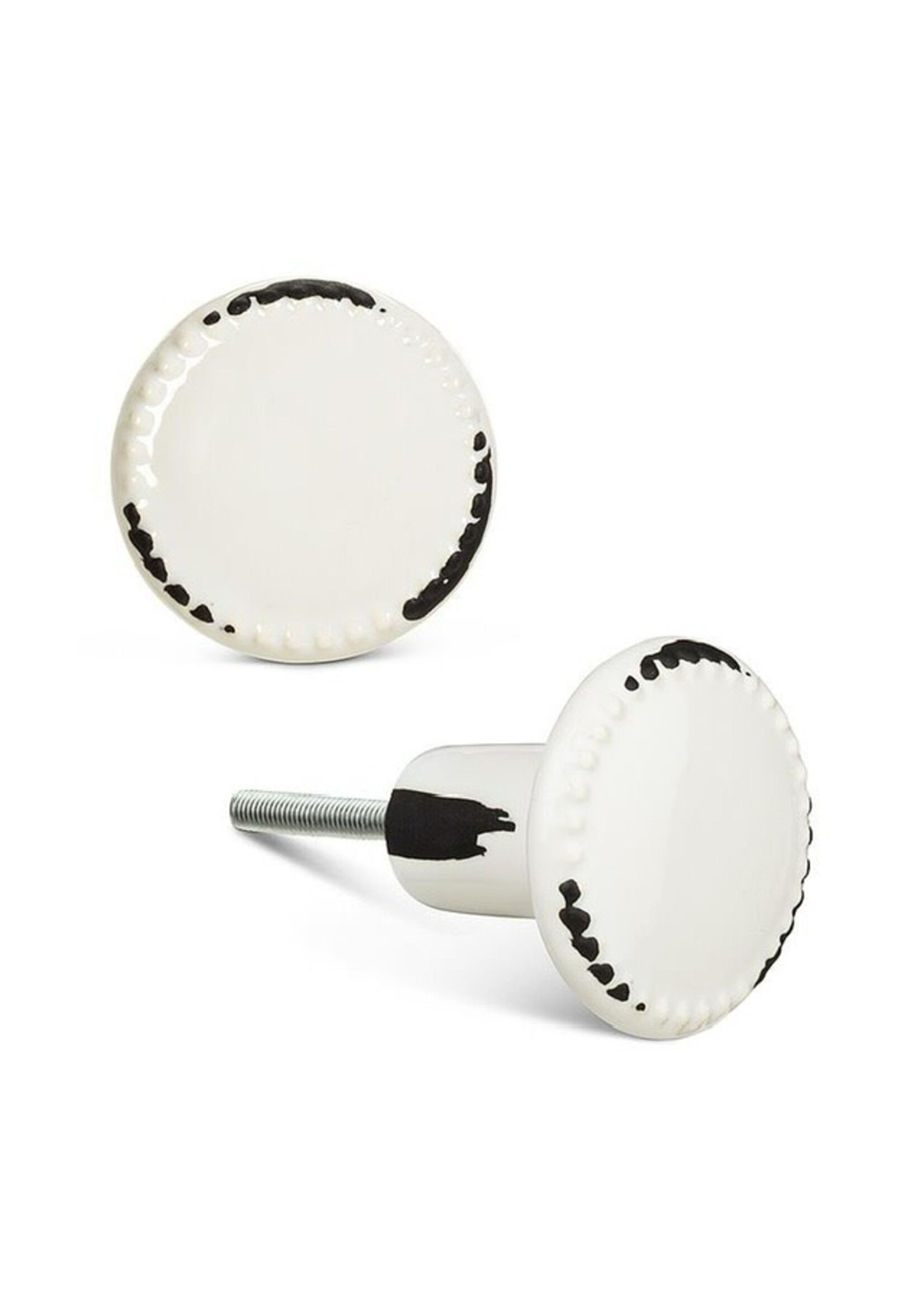 Beaded Edge Knob - White