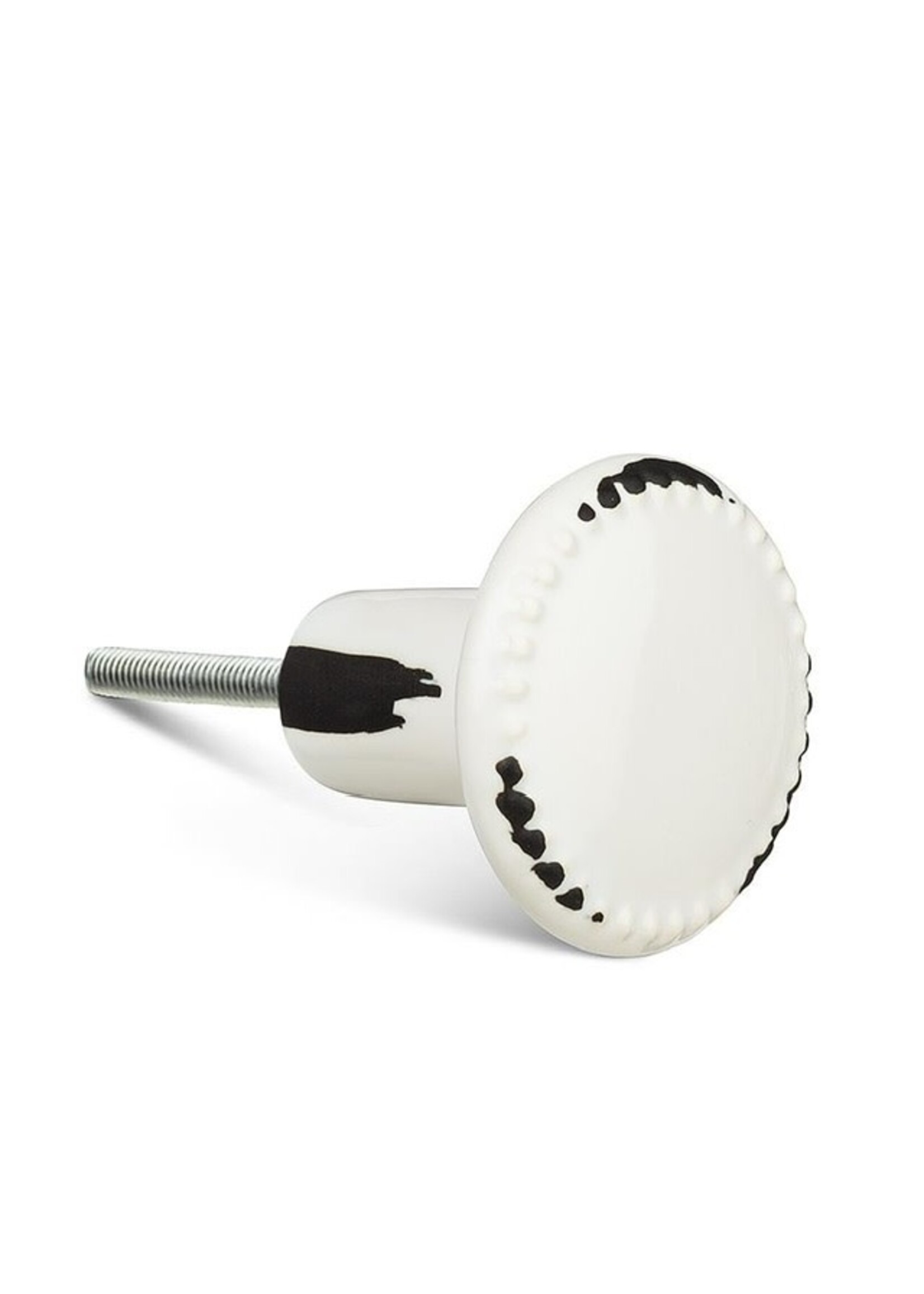 Beaded Edge Knob - White
