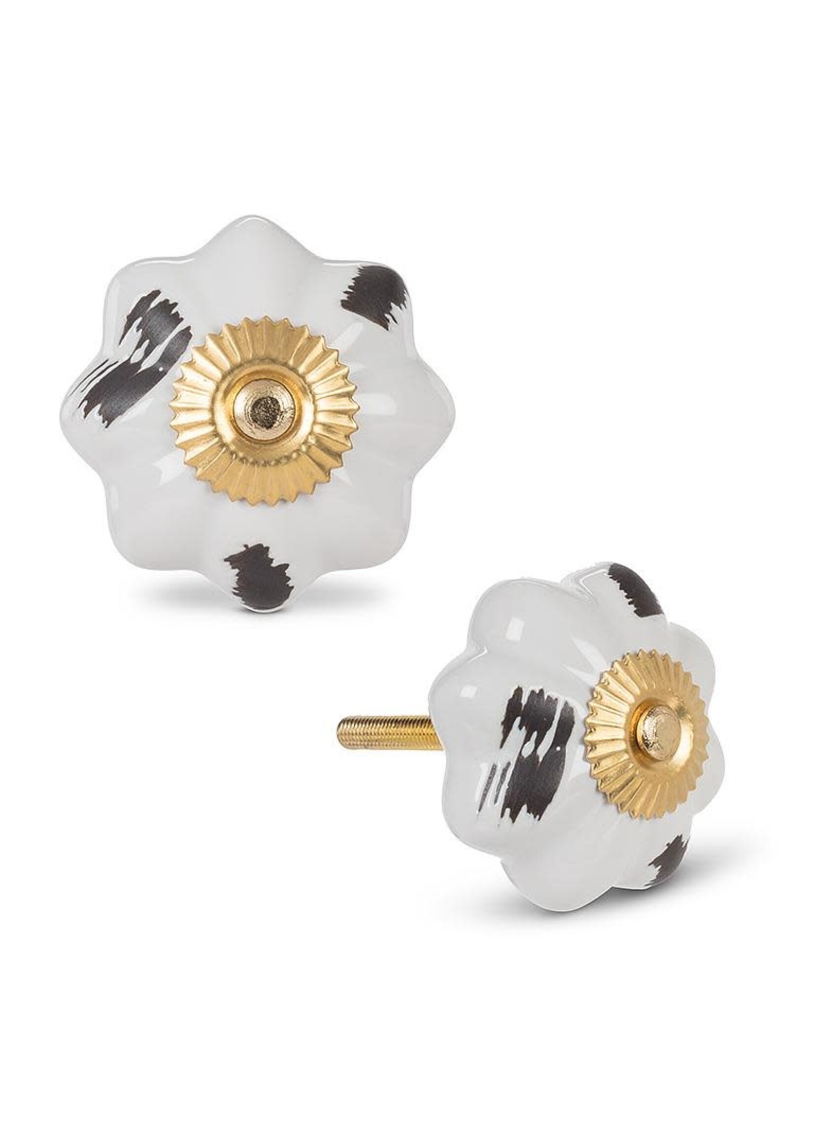 Antiqued Pumpkin Knob - White