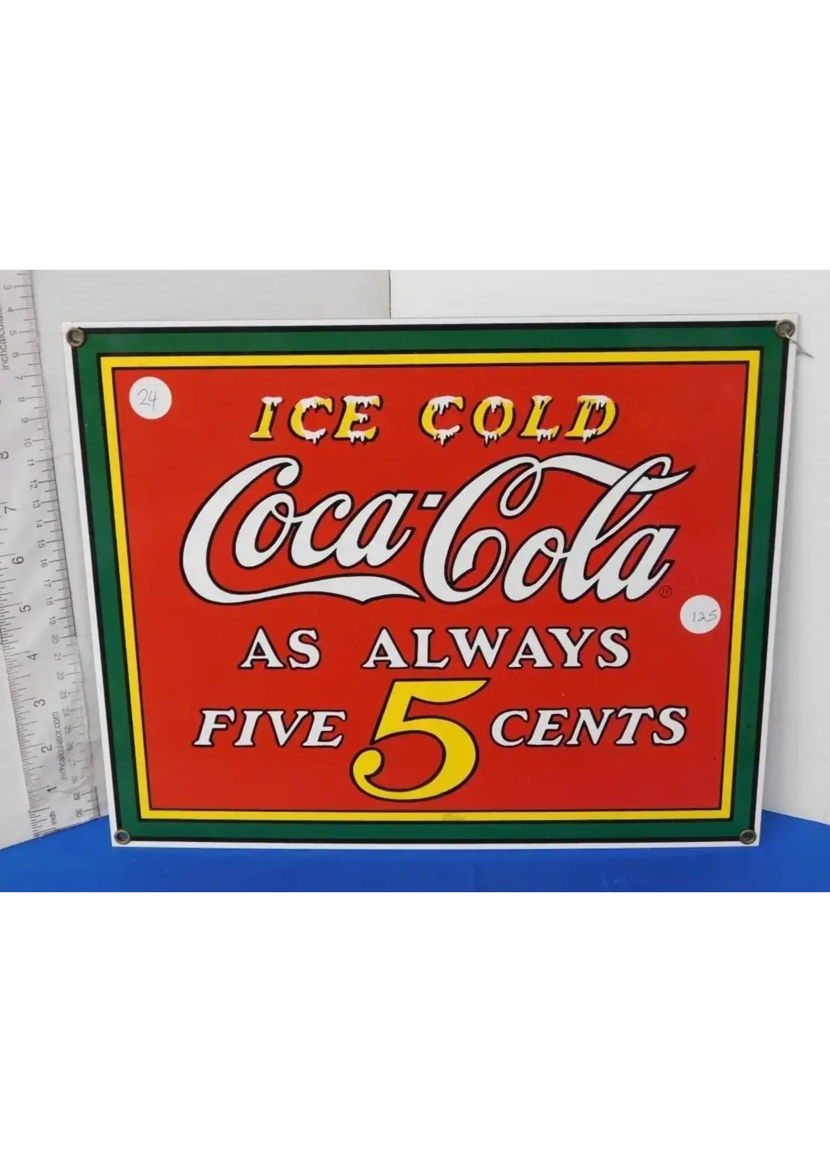 PORCELAIN ADVERTISING SIGN "COCA COLA" 13 X 10.5"