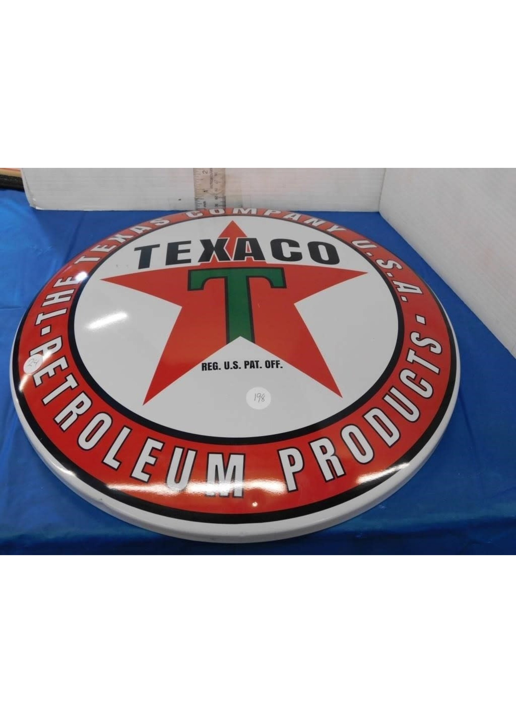 ROUND TIN ADVERTISING SIGN "TEXACO" 15.75 DIAM