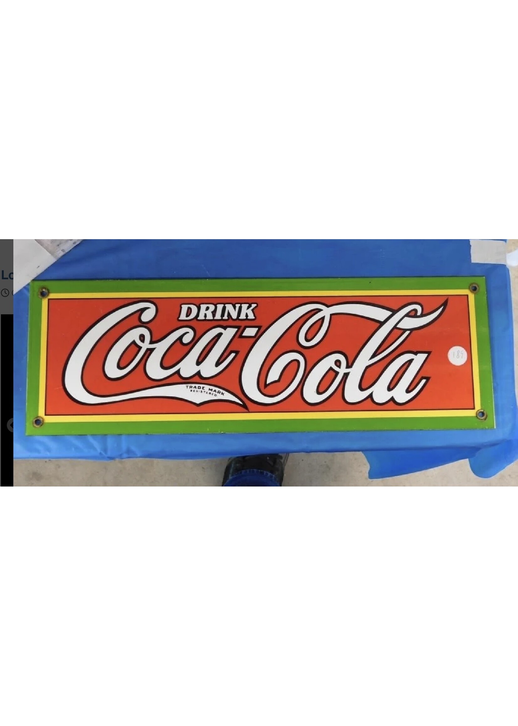 PORCELAIN ADVERTISING SIGN "DRINK COCA COLA" 18 X 6"H