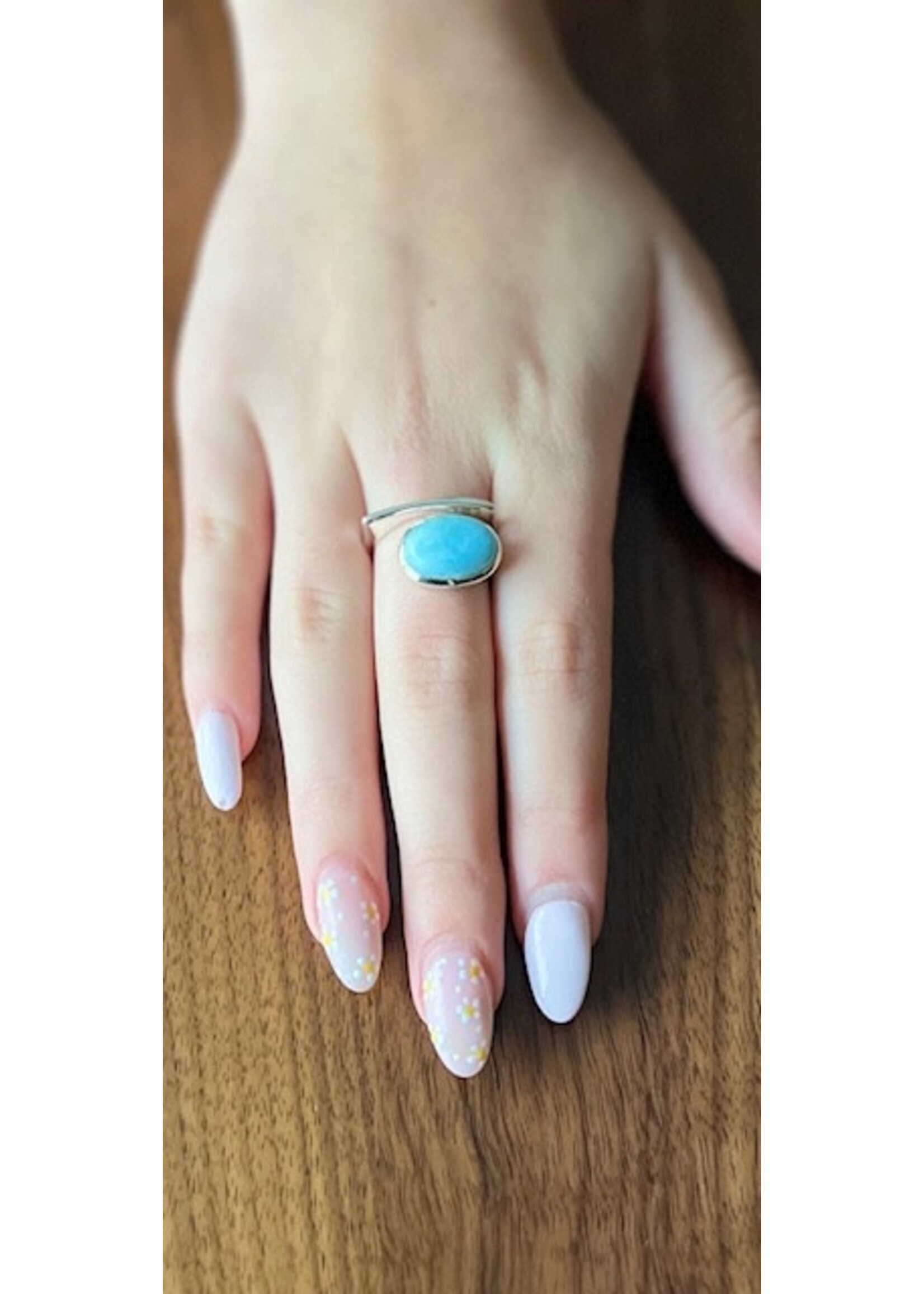 Monica Mehta Designer Ring with Larimar - Size 8