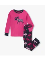 Hatley Moose Be Dreaming Raspberry Moose Kids Pajama Set
