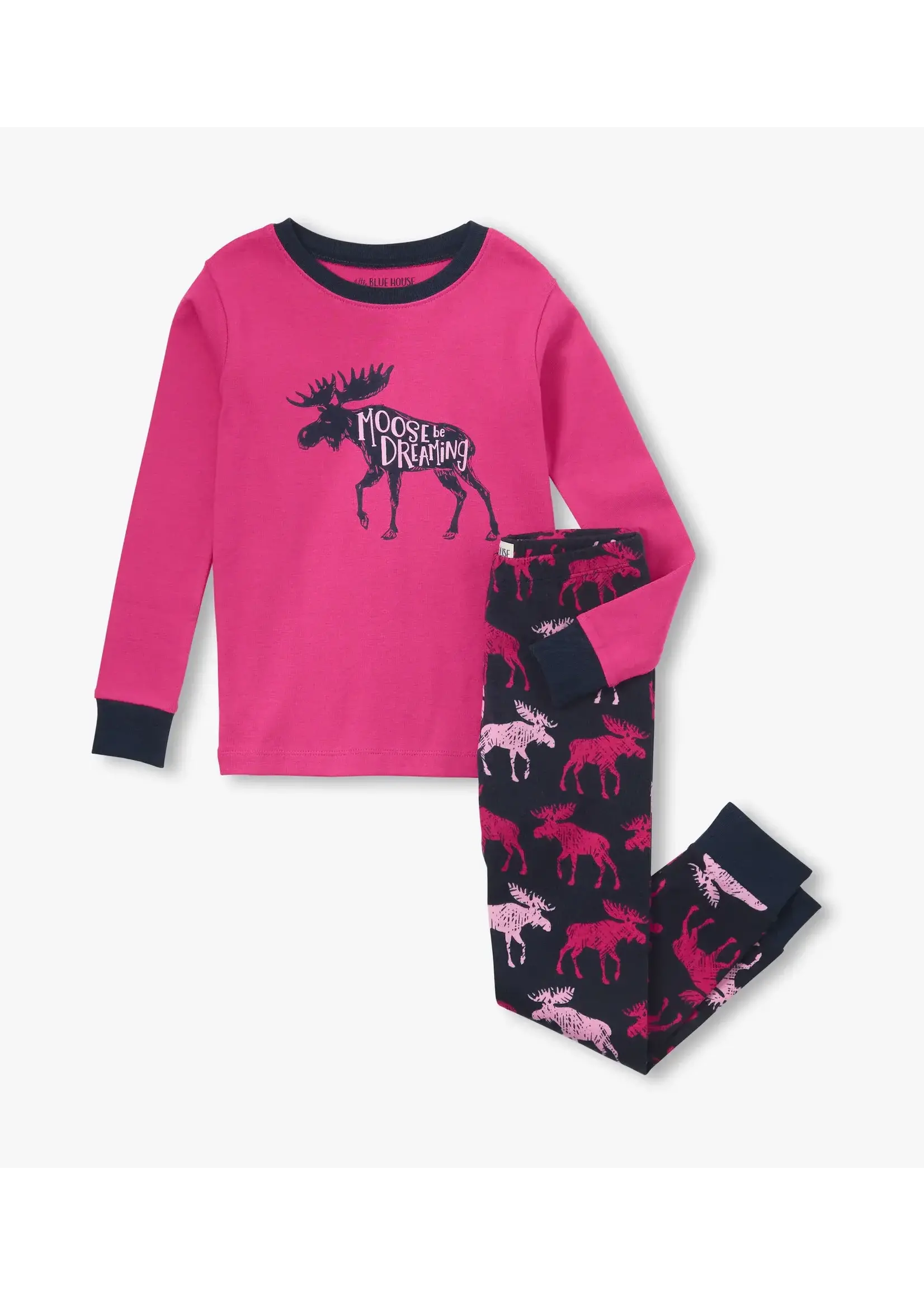 Hatley Moose Be Dreaming Raspberry Moose Kids Pajama Set