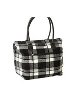 Weekender Bag with Inner Pockets - Black/White Plaid