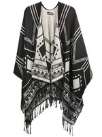 One Size Open Front Poncho Cape Double Side Reversible